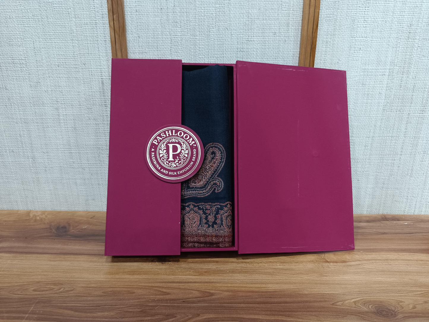 Pashloom red, black, hot pink, cream semi wool couple shawl set for wedding and festive gifting, product image 1