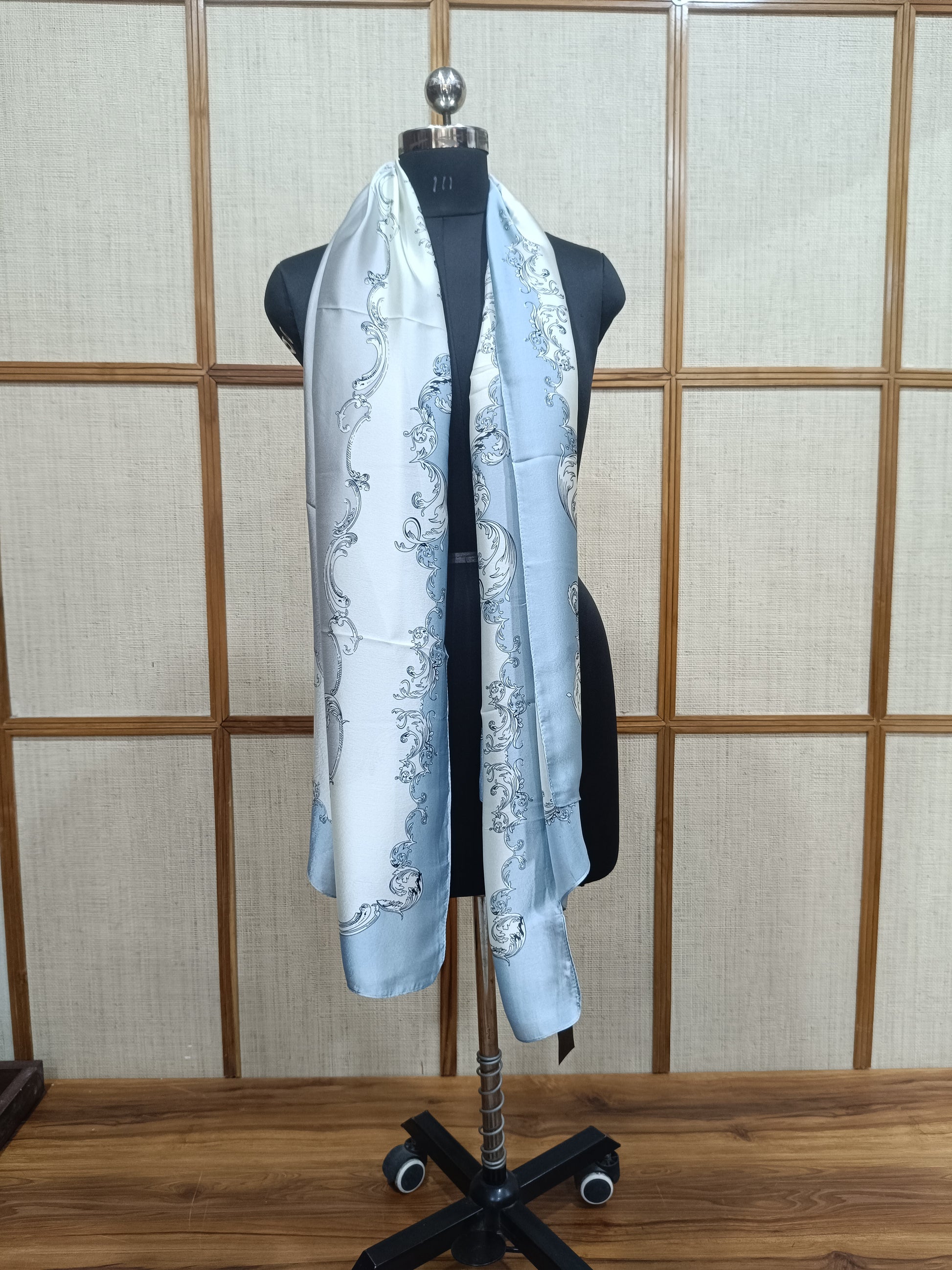 Pashloom silver, gray, blue, gold silk scarves for premium gifting, product image 3