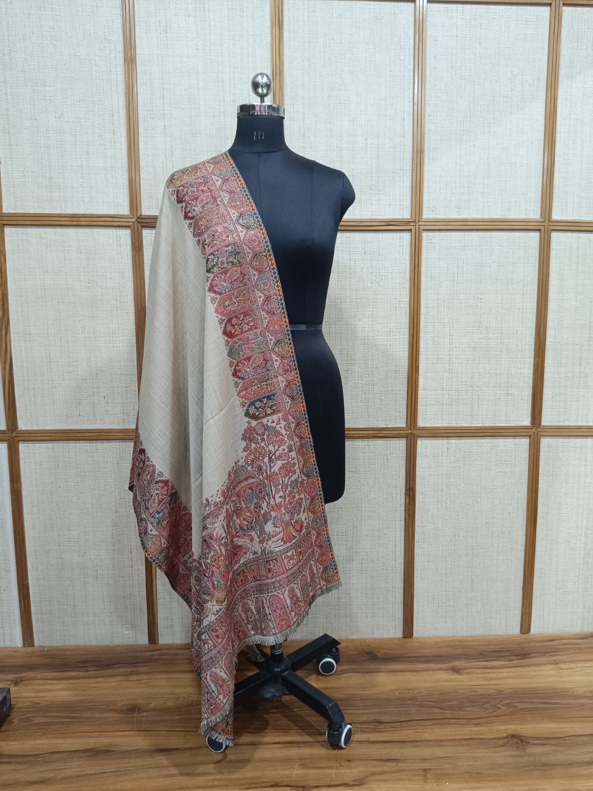Pashloom silver, hot pink, white semi wool couple stole set for wedding and festive gifting, product image 10