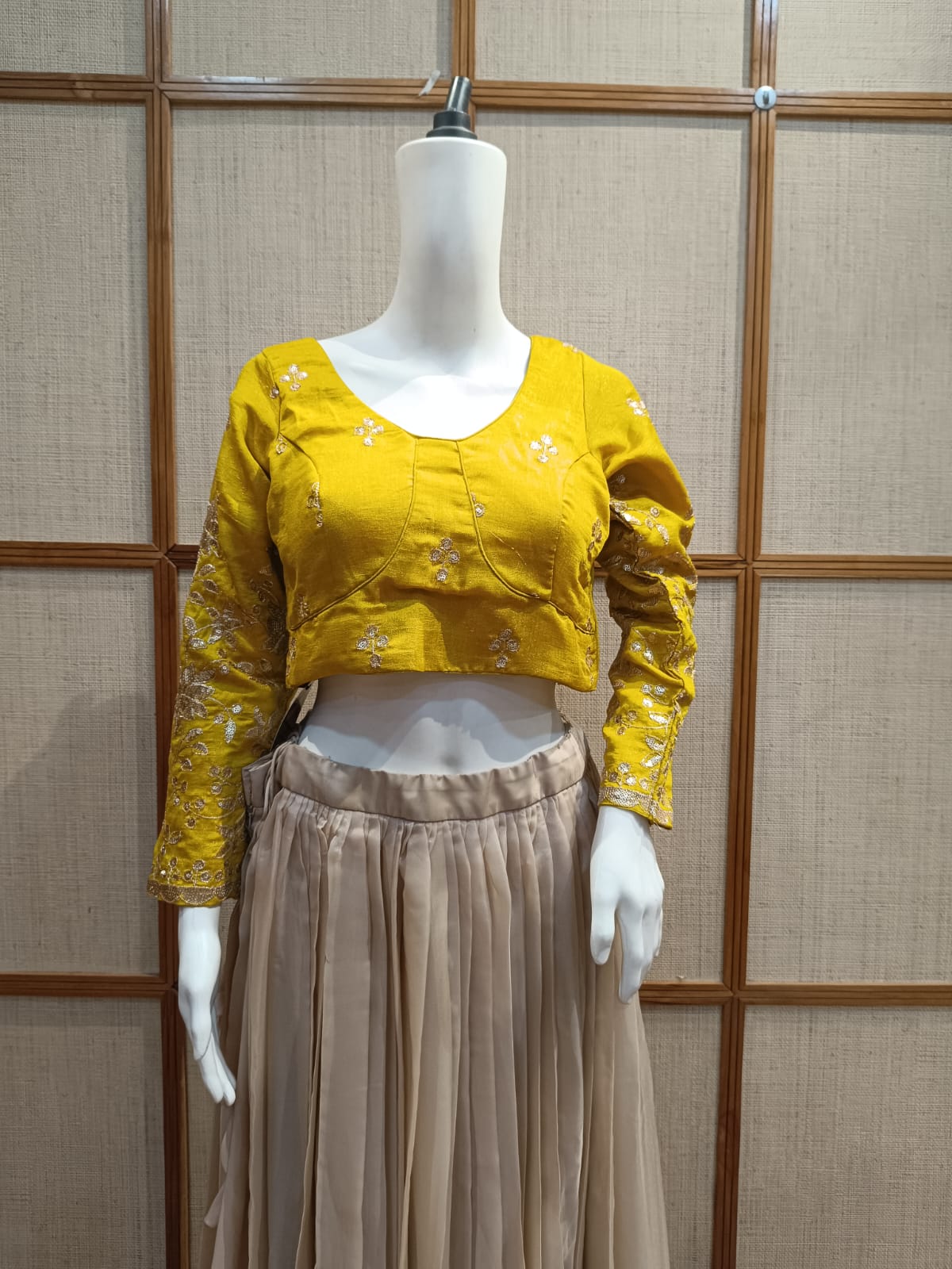 Pashloom white, yellow, orange yellow, mid sea blue cotton blouse for wedding and festive gifting, product image 2