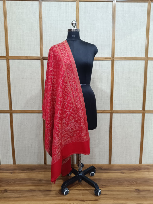 Pashloom red, gold wool stole for wedding and festive gifting, product image 1