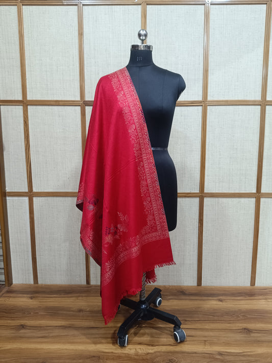 Pashloom red, gold wool stole for wedding and festive gifting, product image 1