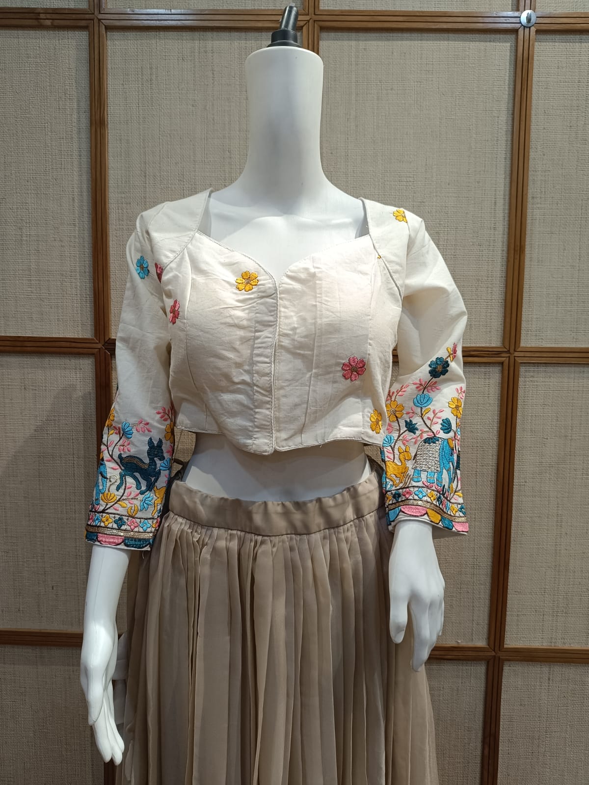 Pashloom white, yellow, orange yellow, mid sea blue cotton blouse for wedding and festive gifting, product image 1