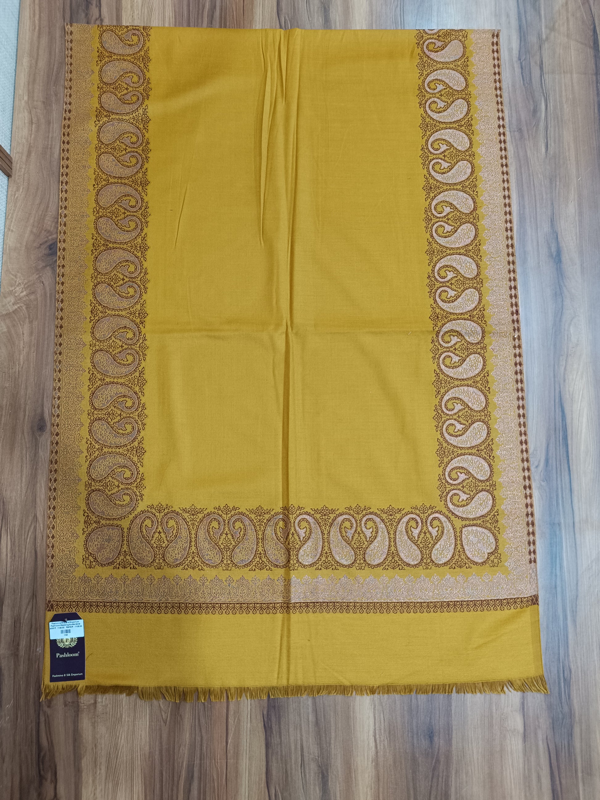 Pashloom hot pink, mustard semi wool couple stole set for wedding and festive gifting, product image 8