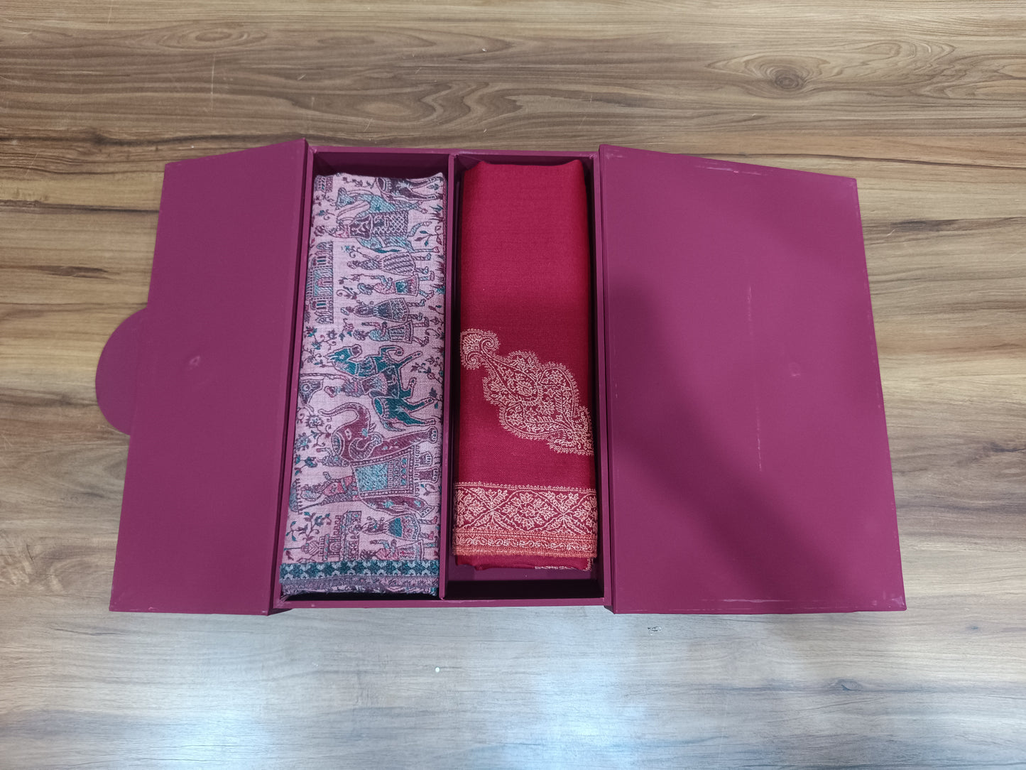 Pashloom™ His & Her Red Barat Celebration Wool Shawl Gift Set