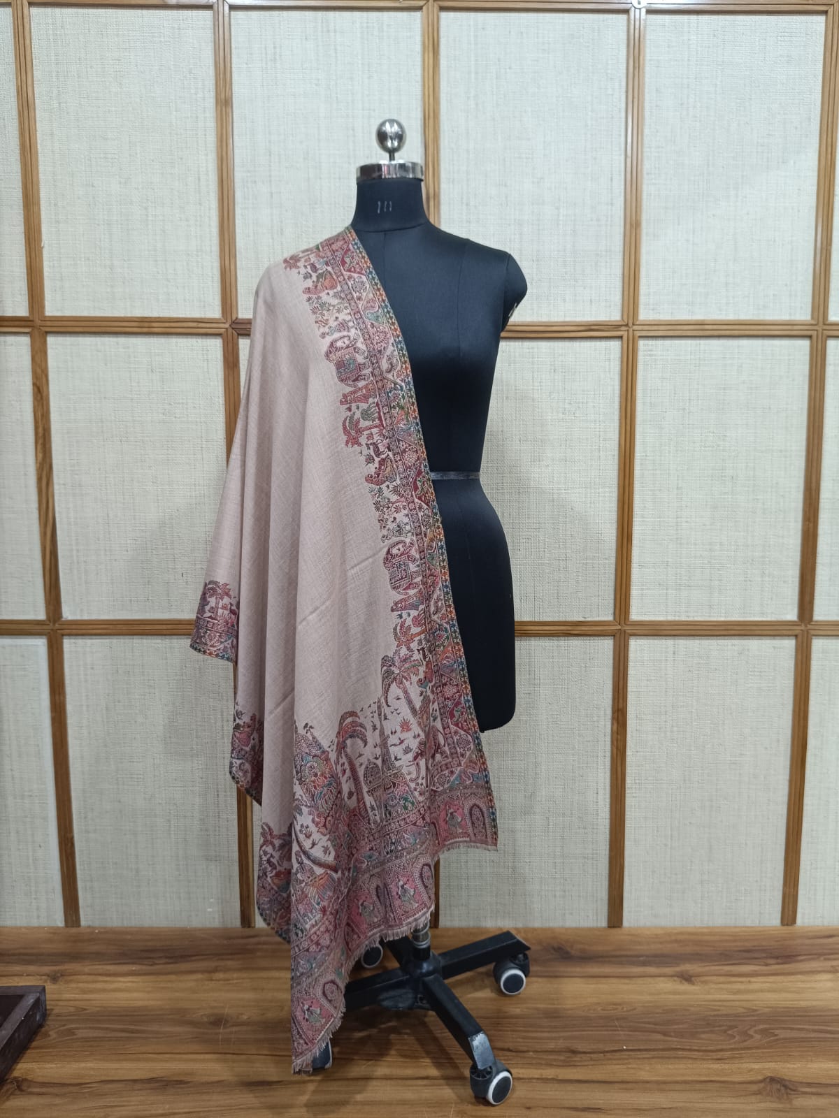 Pashloom silver, grey, purple, baby pink semi wool couple stole set for wedding and festive gifting, product image 4