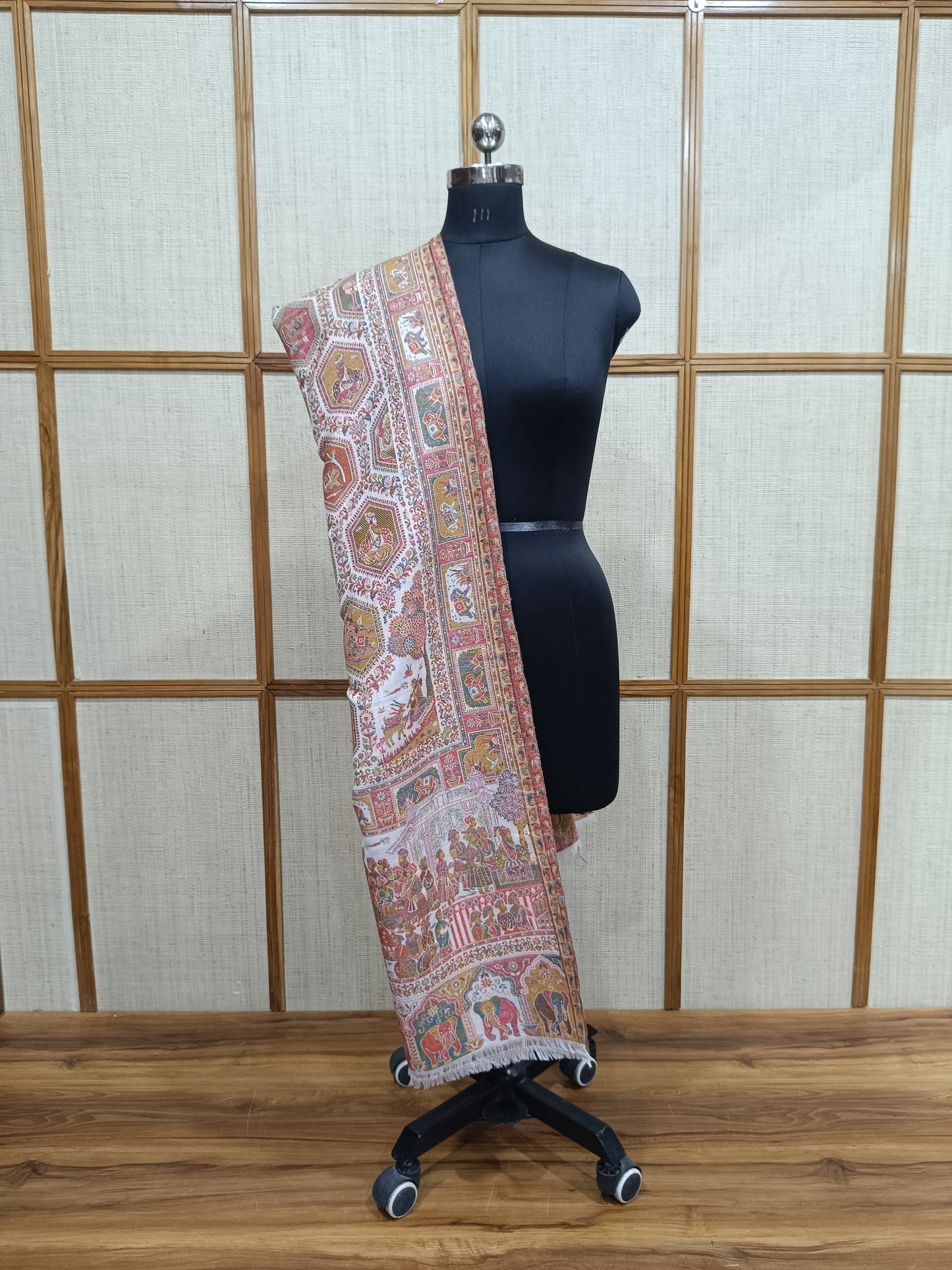 Pashloom white, black, cream semi wool couple shawl set for wedding and festive gifting, product image 6