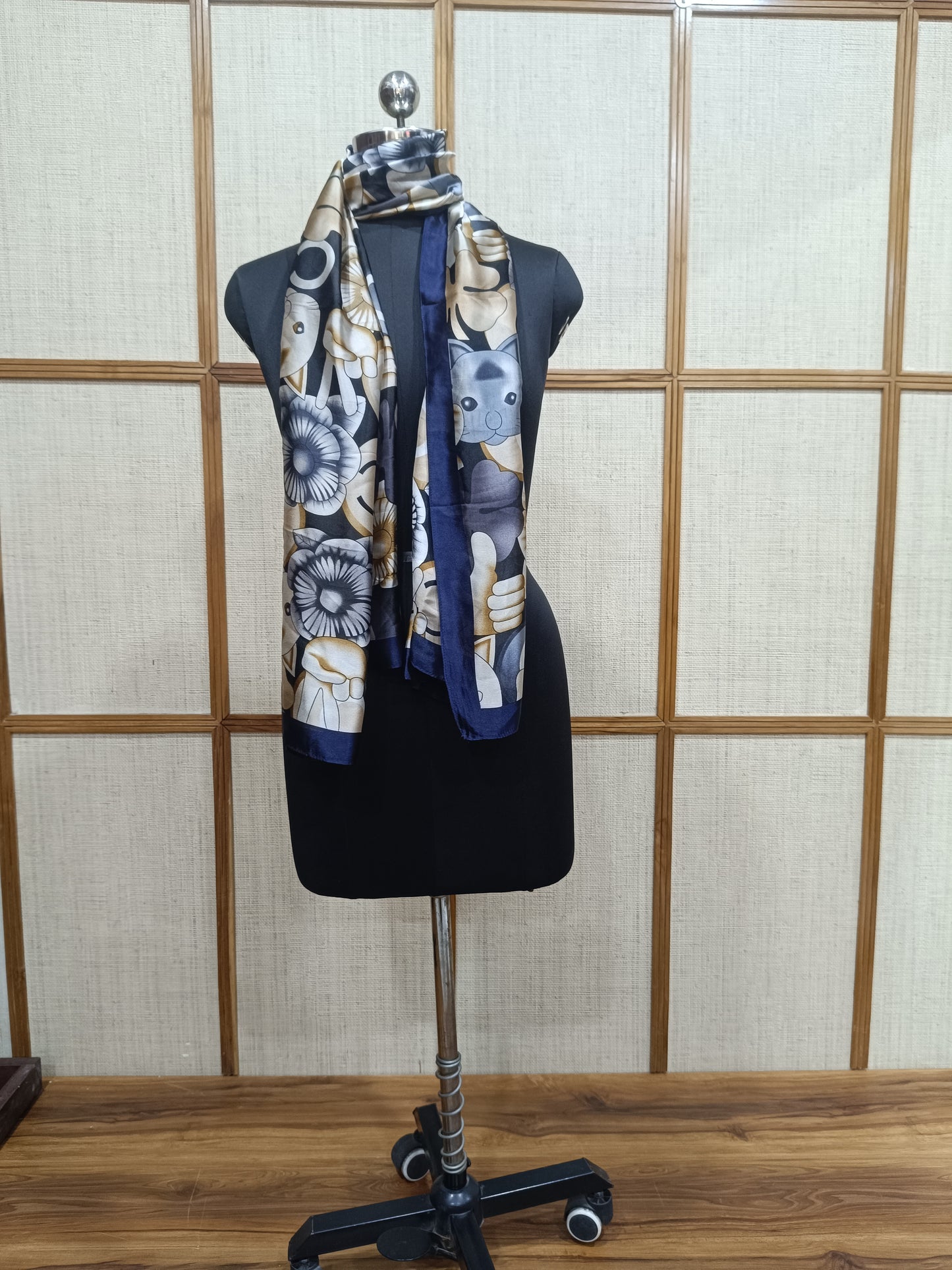 Pashloom black, blue, peach, gold silk scarves for premium gifting, product image 3
