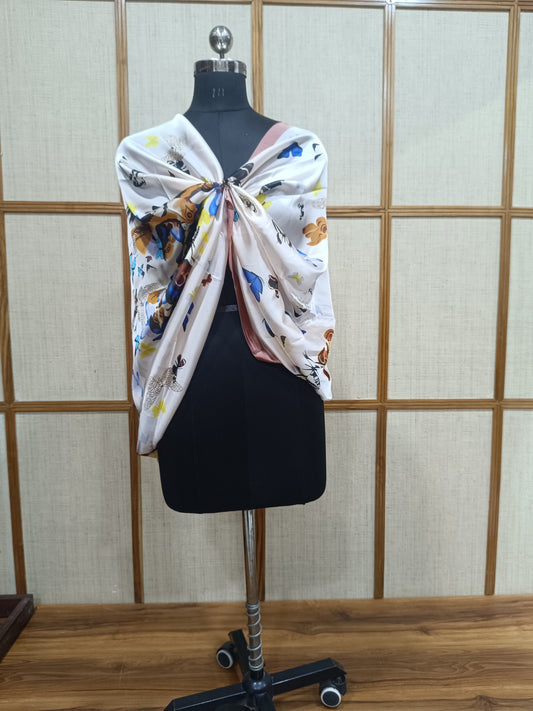 Pashloom baby pink, white, orange, mid sea blue silk scarves for premium gifting, product image 1