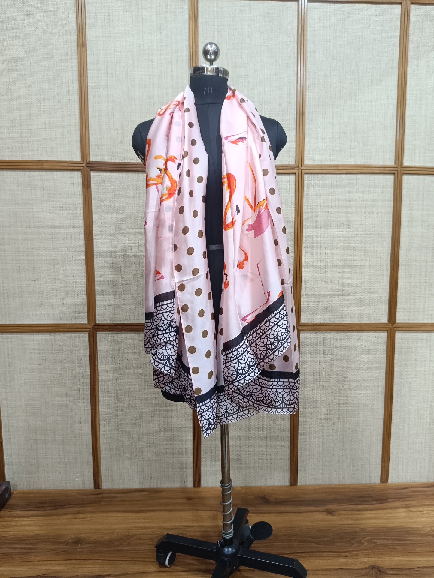 Printed Silk Stole for Women | Soft & Lightweight Polka Dot Design