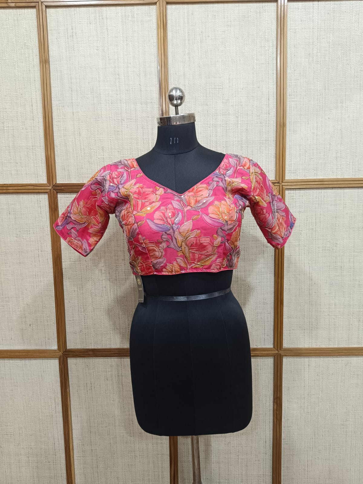 Pashloom rose gold, reddish pink, hot pink, peach cotton blouse for wedding and festive gifting, product image 2