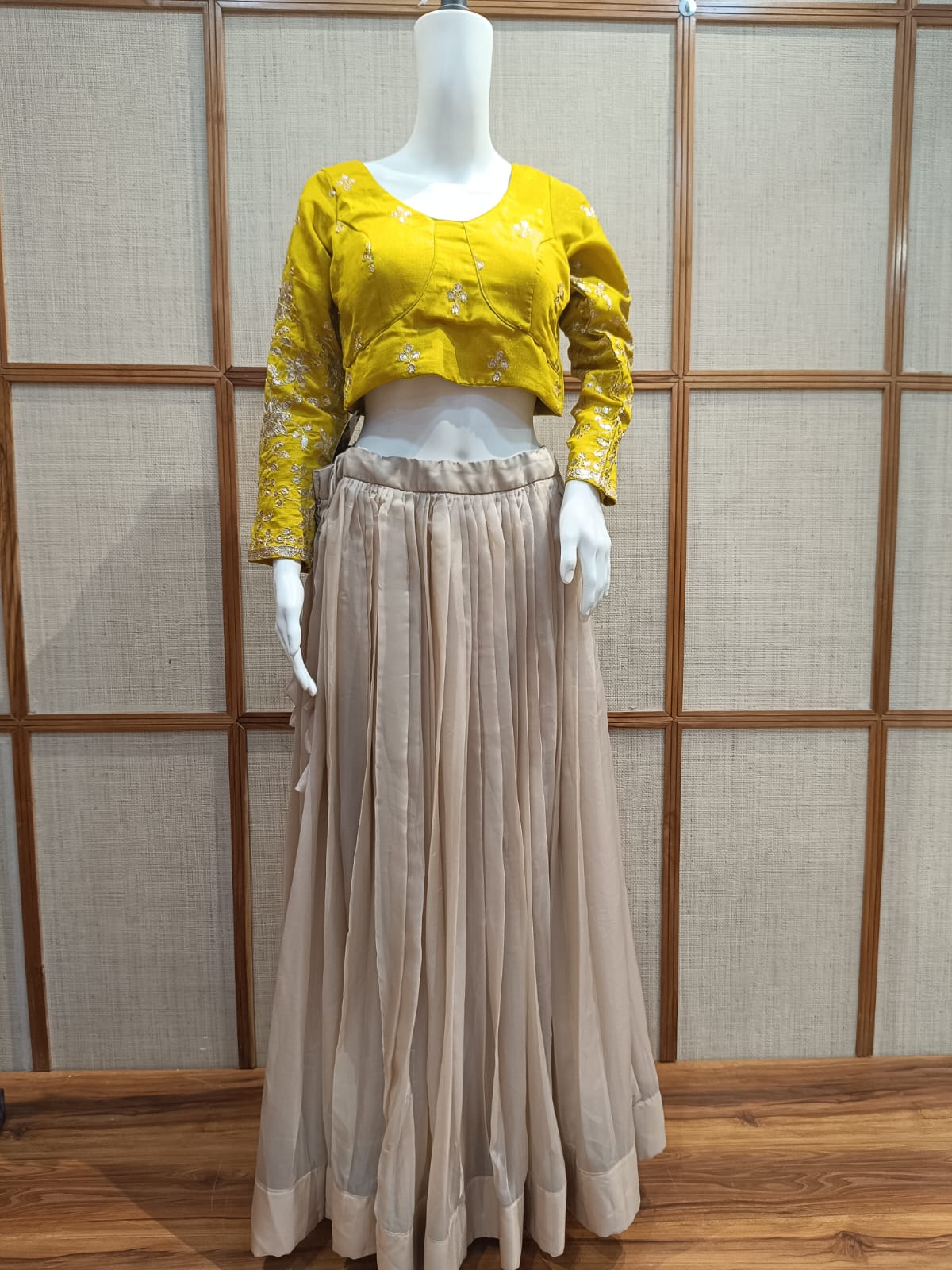 Pashloom white, yellow, orange yellow, mid sea blue cotton blouse for wedding and festive gifting, product image 3