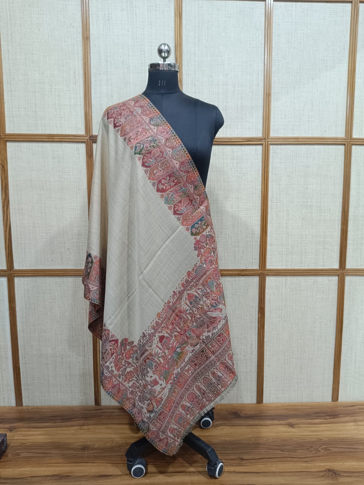 Pashloom silver, hot pink, white semi wool couple stole set for wedding and festive gifting, product image 11
