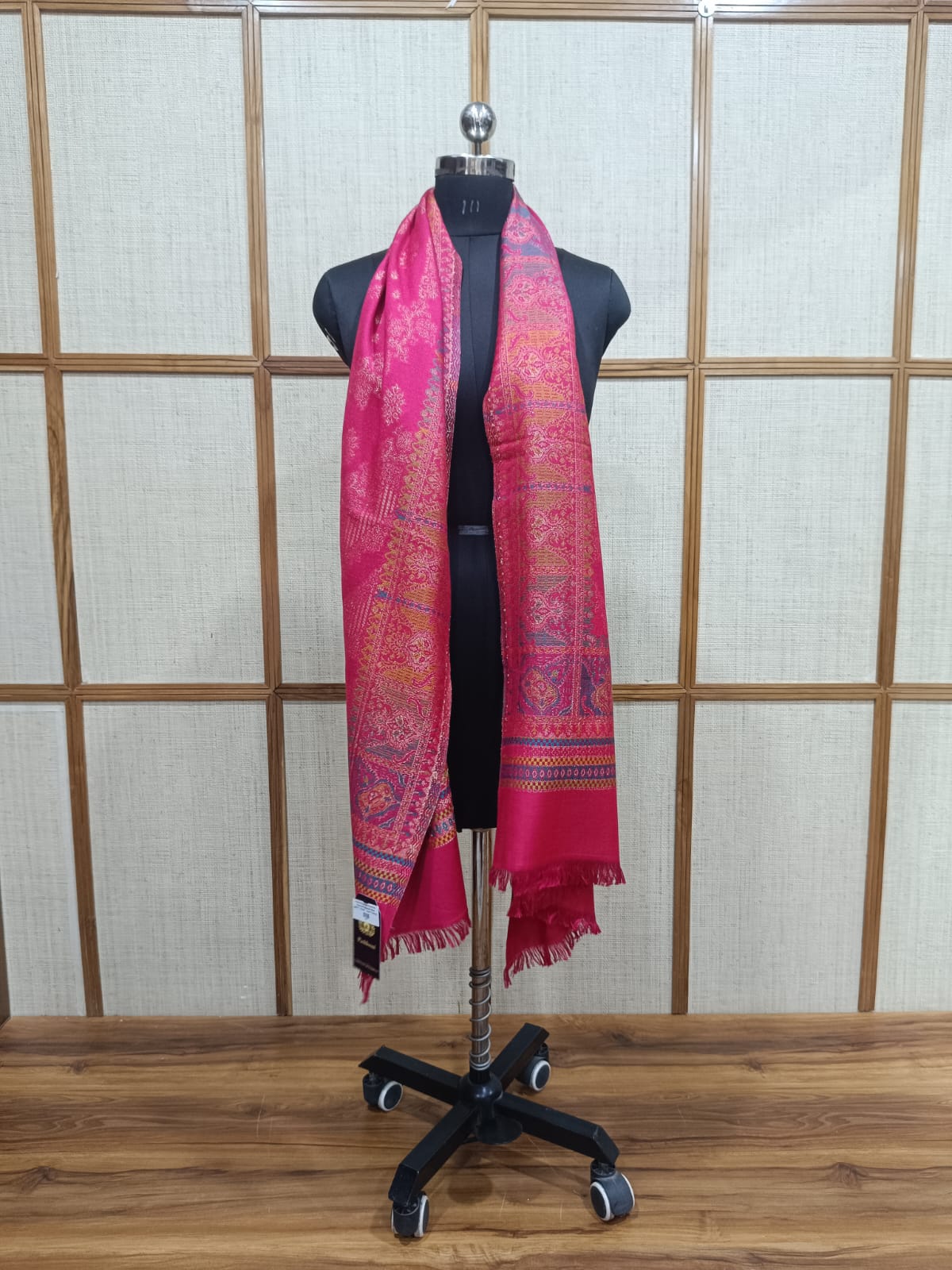 Pashloom hot pink, silver, white semi wool couple stole set for wedding and festive gifting, product image 10