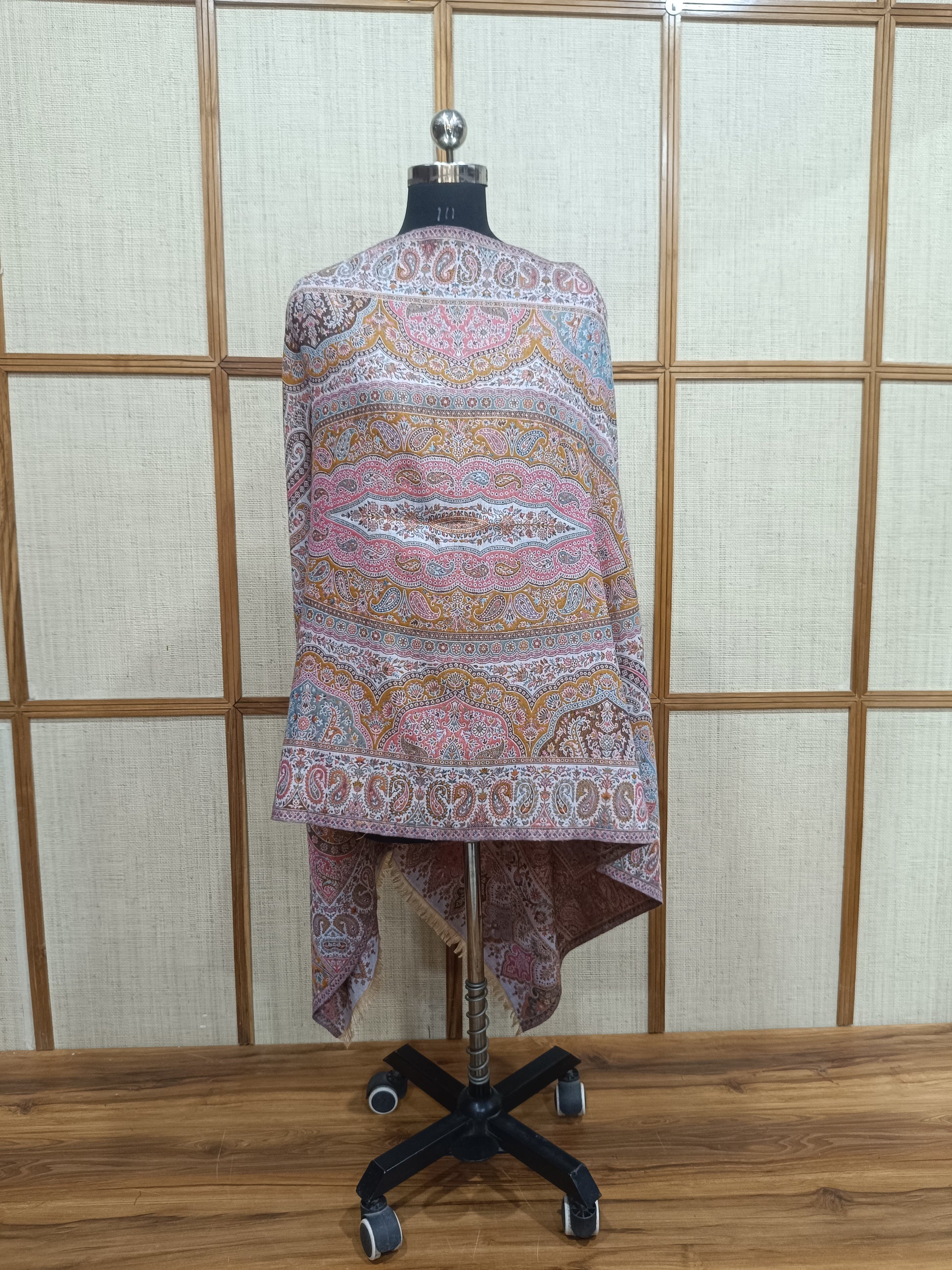 Pashloom multicolor, mustard, grey, white wool stole for wedding gifting, product image 4