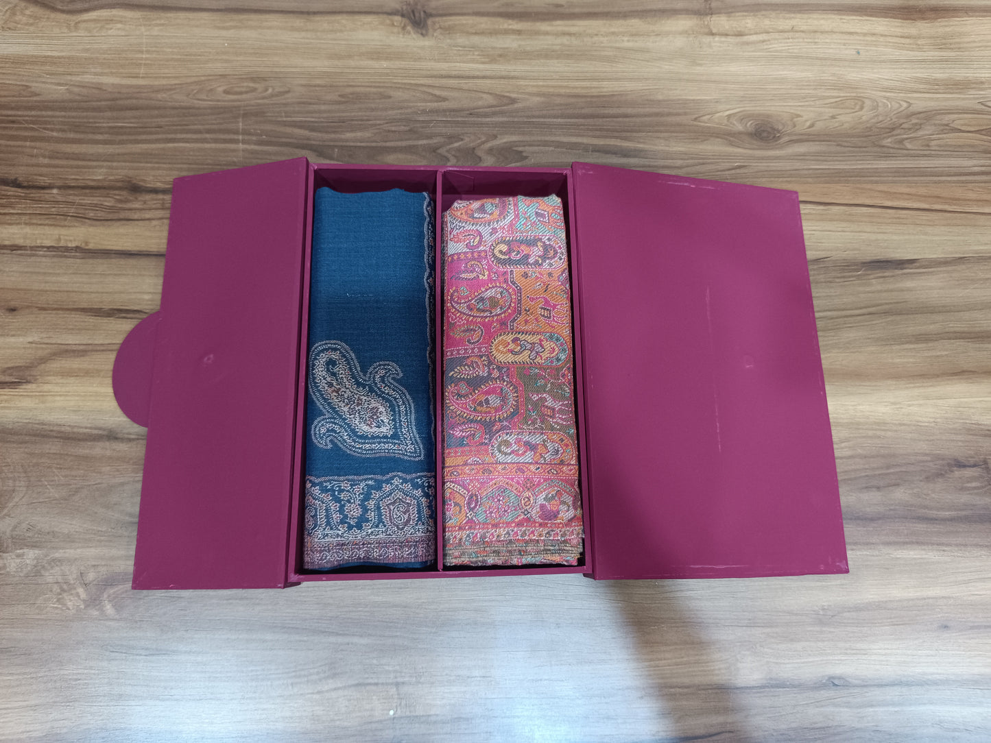 Pashloom blue, grey, hot pink, pink wool couple shawl set for wedding and festive gifting, product image 11