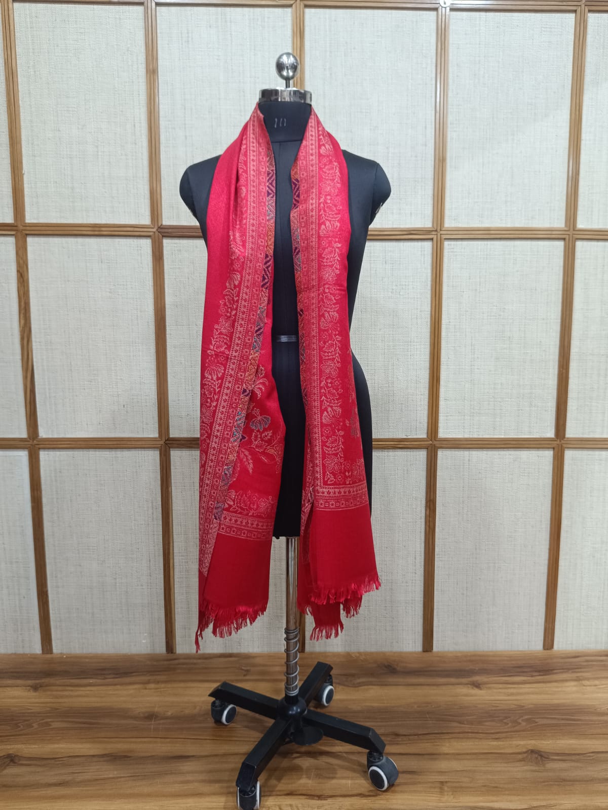 Pashloom royal blue, blue, red semi wool couple stole set for wedding and festive gifting, product image 10