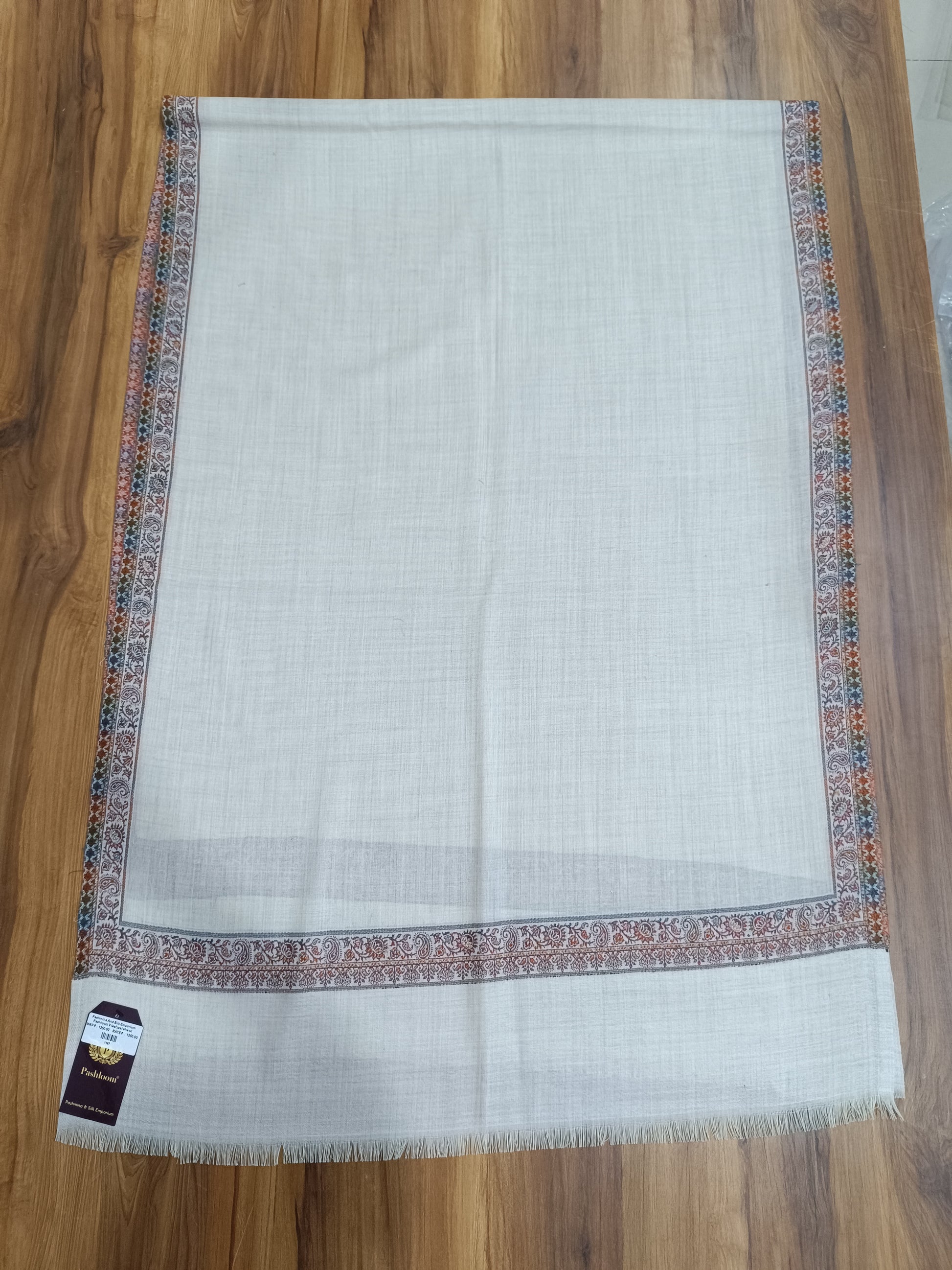 Pashloom silver, white, black semi wool couple stole set for wedding and festive gifting, product image 13