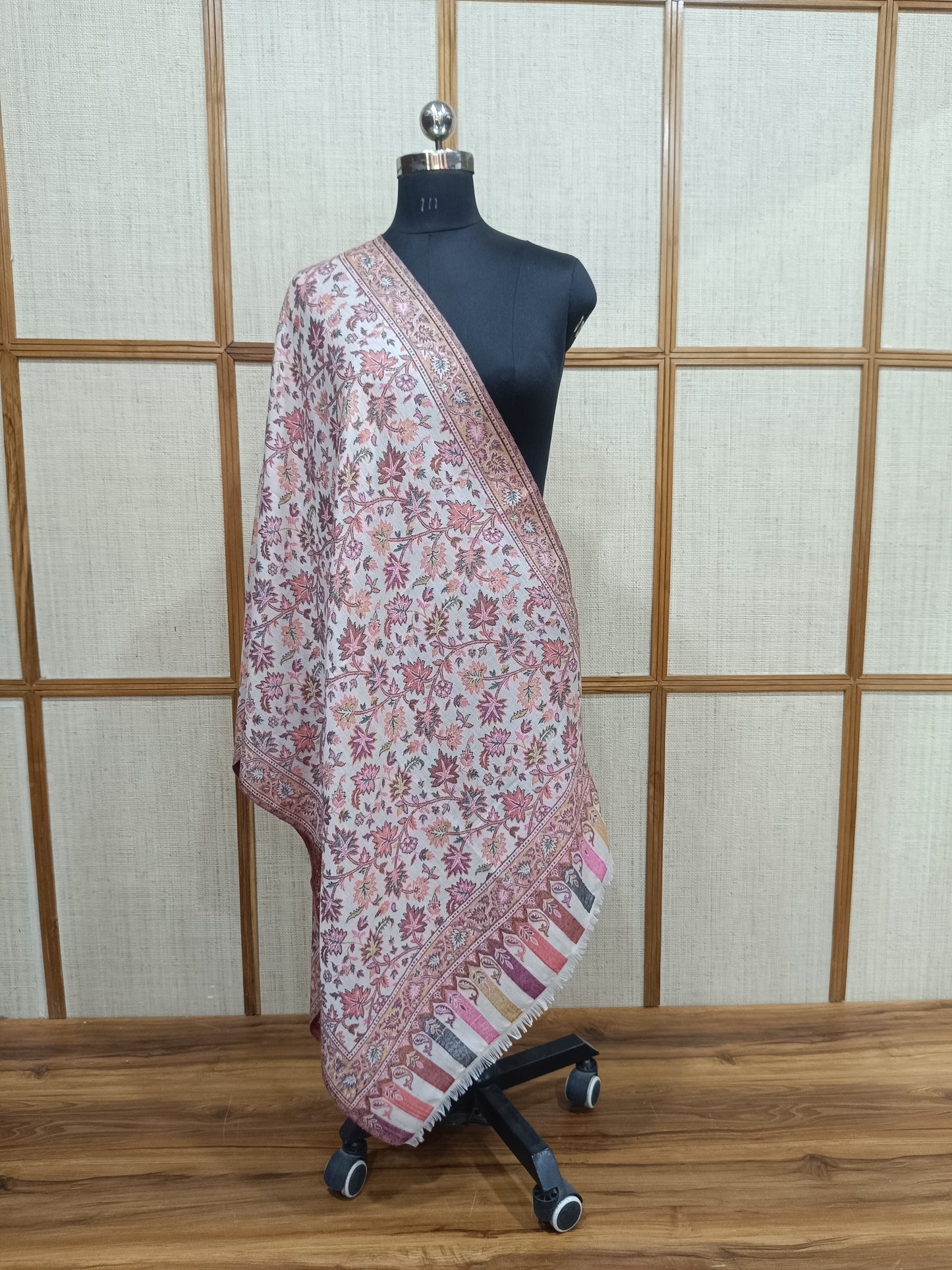 Pashloom silver, white, black semi wool couple stole set for wedding and festive gifting, product image 5