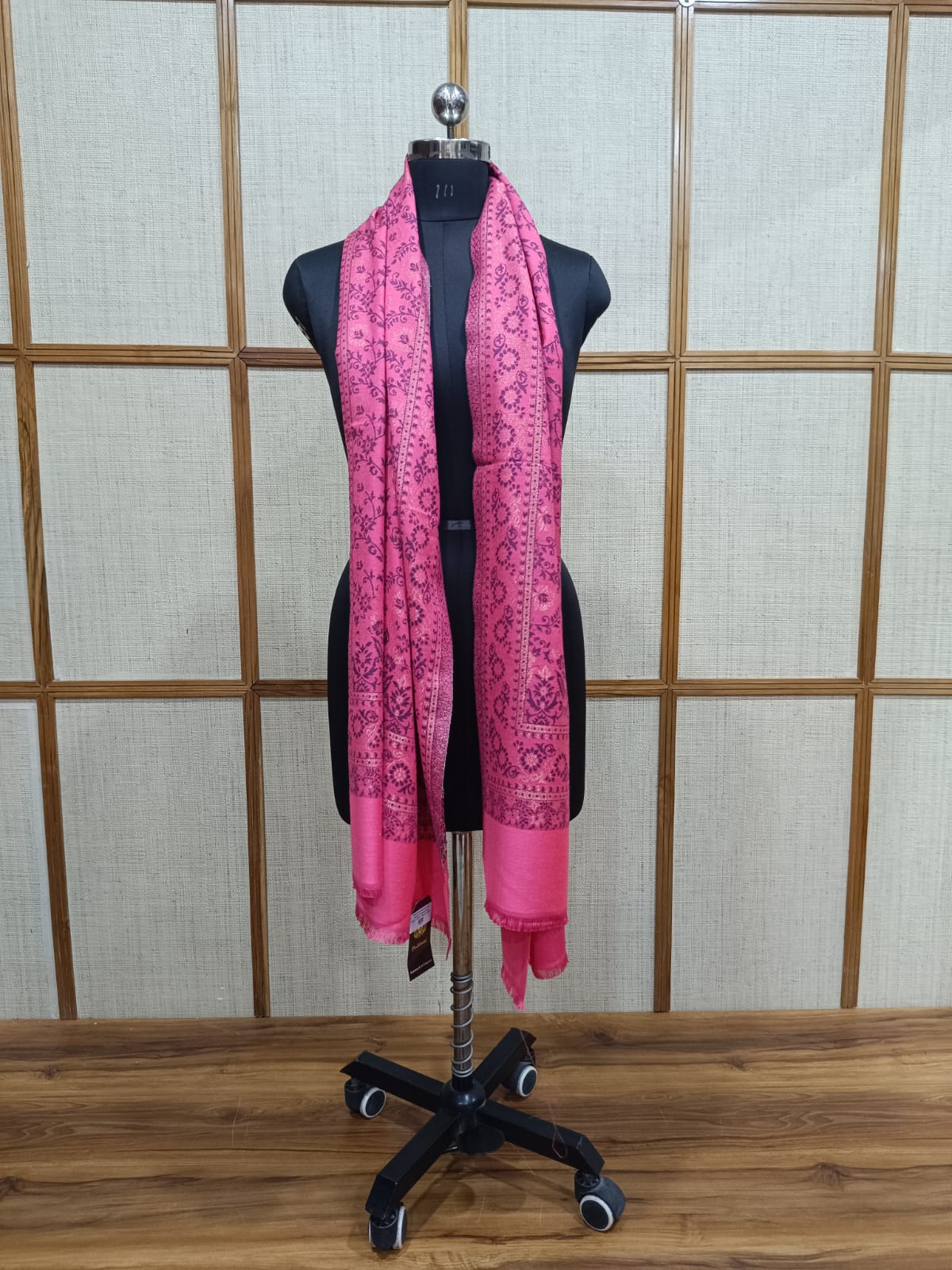 Pashloom hot pink, baby pink, fuchsia pink, black semi wool couple stole set for wedding and festive gifting, product image 7