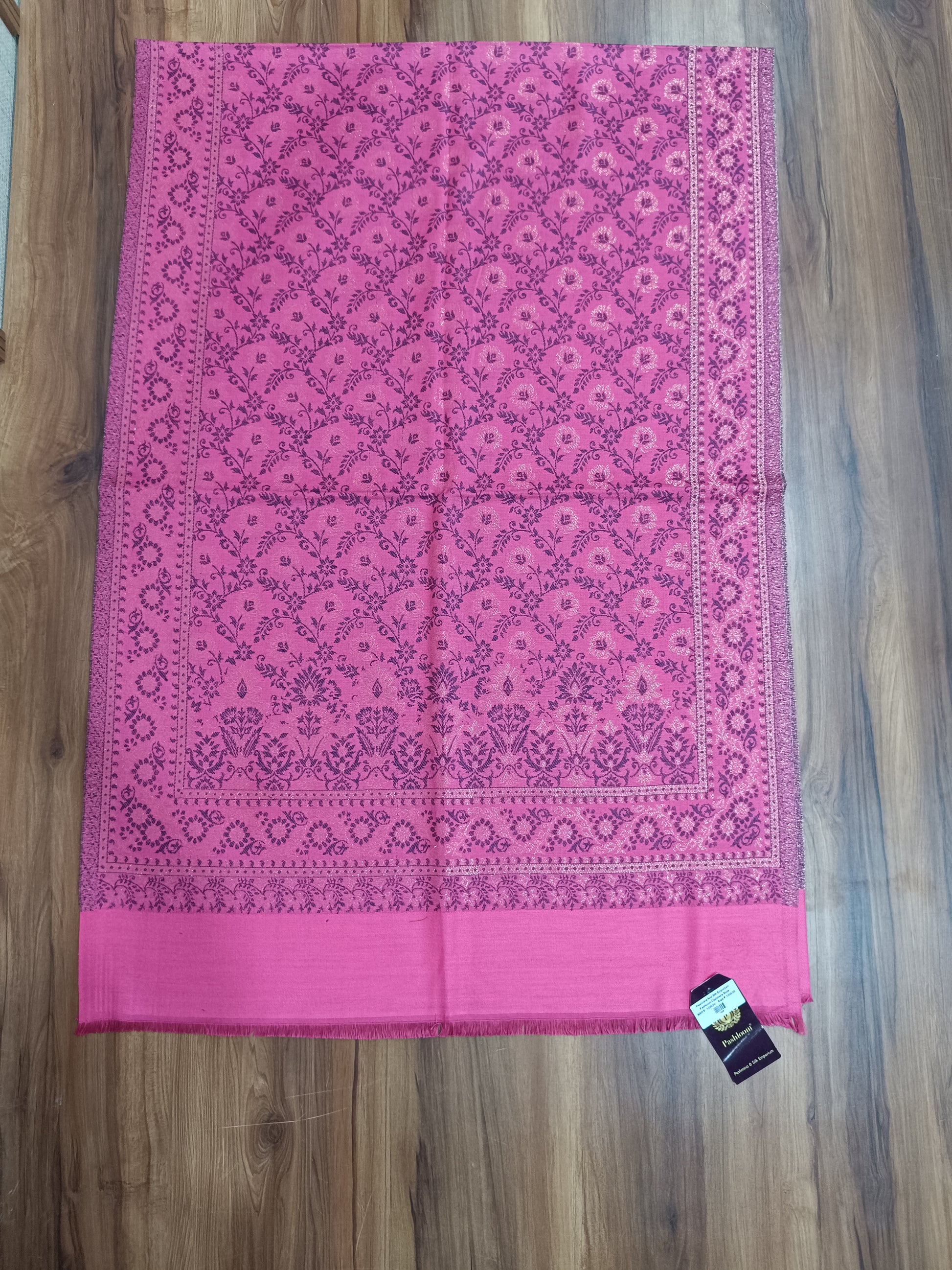 Pashloom hot pink, baby pink, fuchsia pink, black semi wool couple stole set for wedding and festive gifting, product image 12