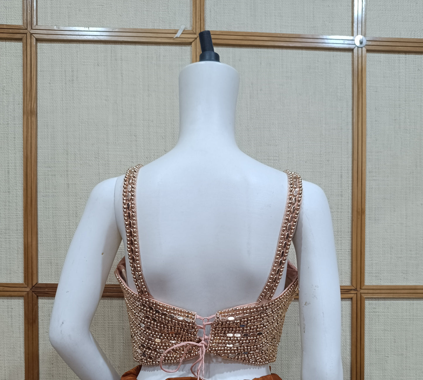 Pashloom rose gold, golden, gold premium fabric blouse for wedding and festive gifting, product image 4