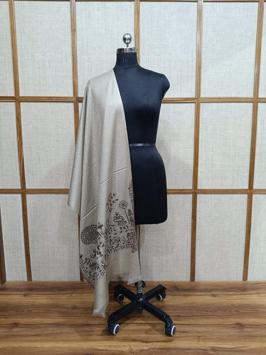 Pashloom silver, grey, black, gold wool stole for wedding and festive gifting, product image 1