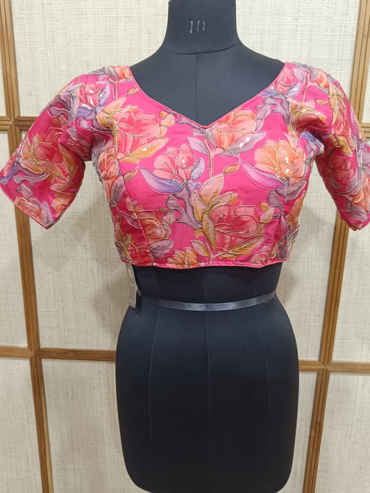 Pashloom rose gold, reddish pink, hot pink, peach cotton blouse for wedding and festive gifting, product image 1