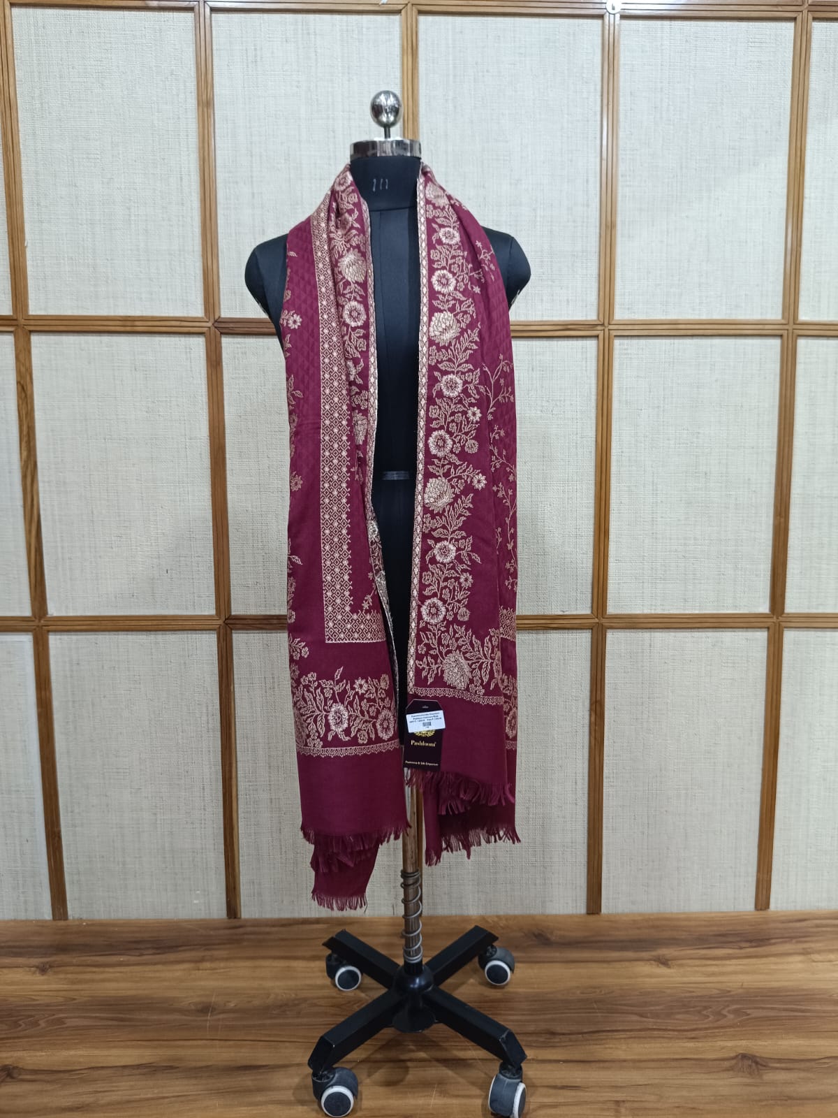 Pashloom hot pink, red, wine, grey semi wool couple stole set for wedding and festive gifting, product image 10