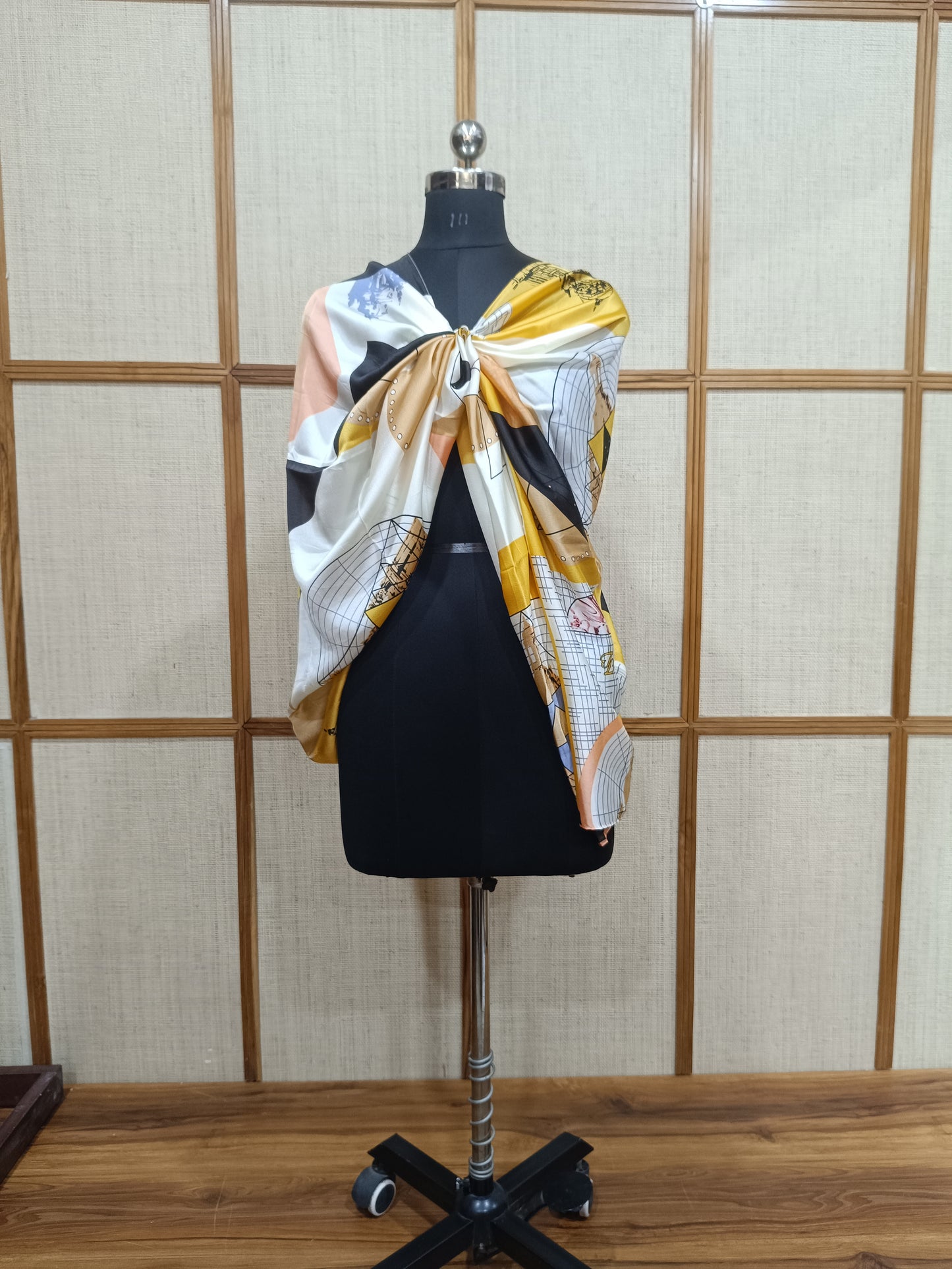 Pashloom white, yellow silk scarves for festive gifting, product image 4