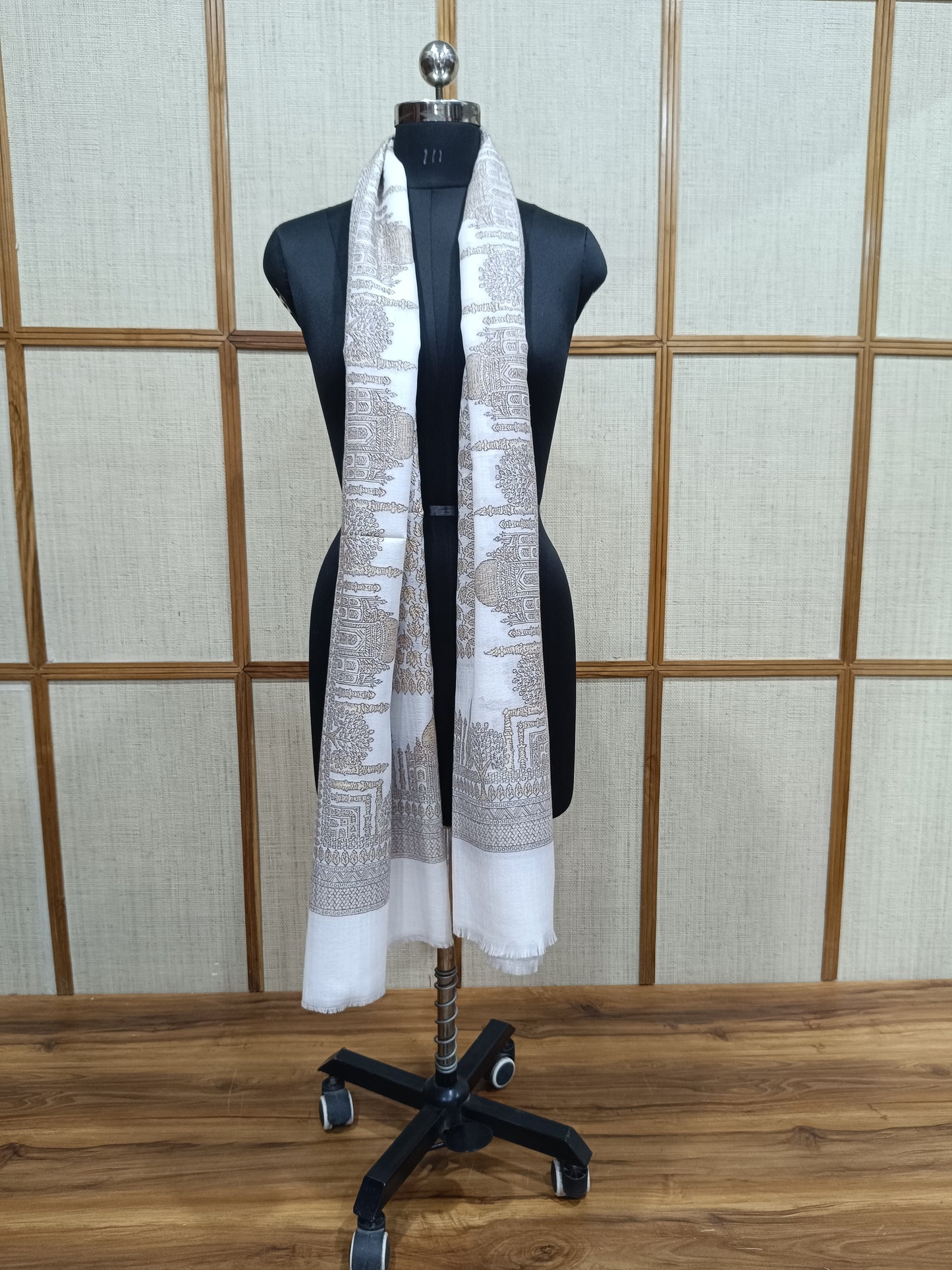 Pashloom white, black, cream semi wool couple shawl set for wedding and festive gifting, product image 7