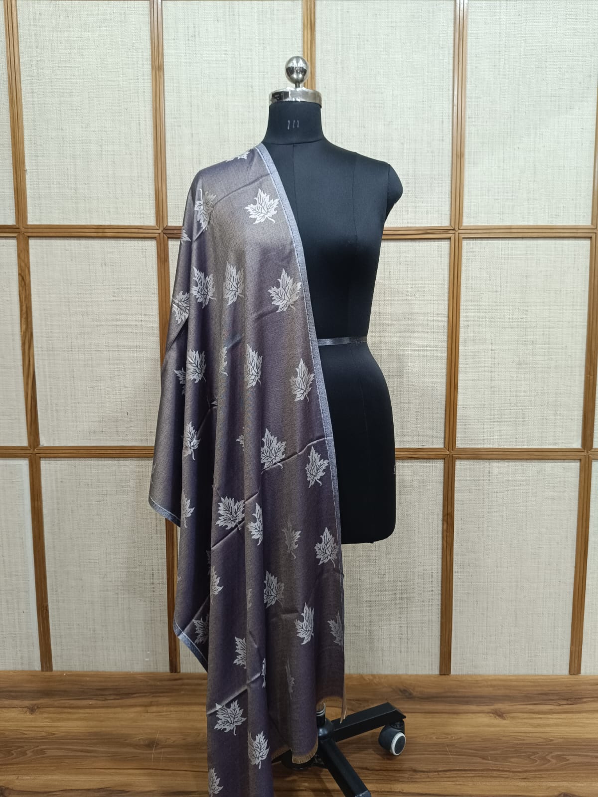 Pashloom Chinar Leaf Self-Design Reversible Modal Wool Stole – Unisex