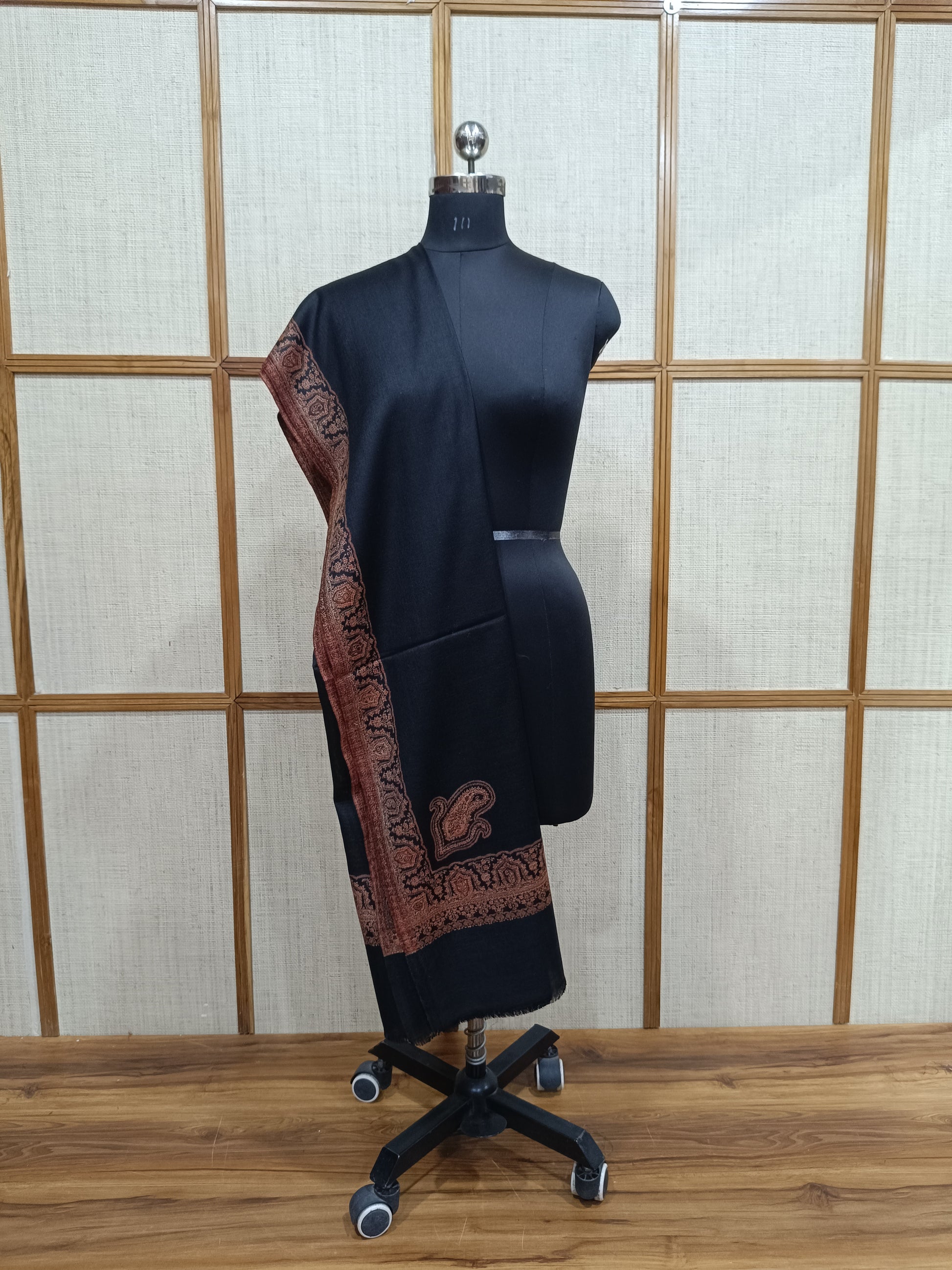 Pashloom red, black, hot pink, cream semi wool couple shawl set for wedding and festive gifting, product image 9
