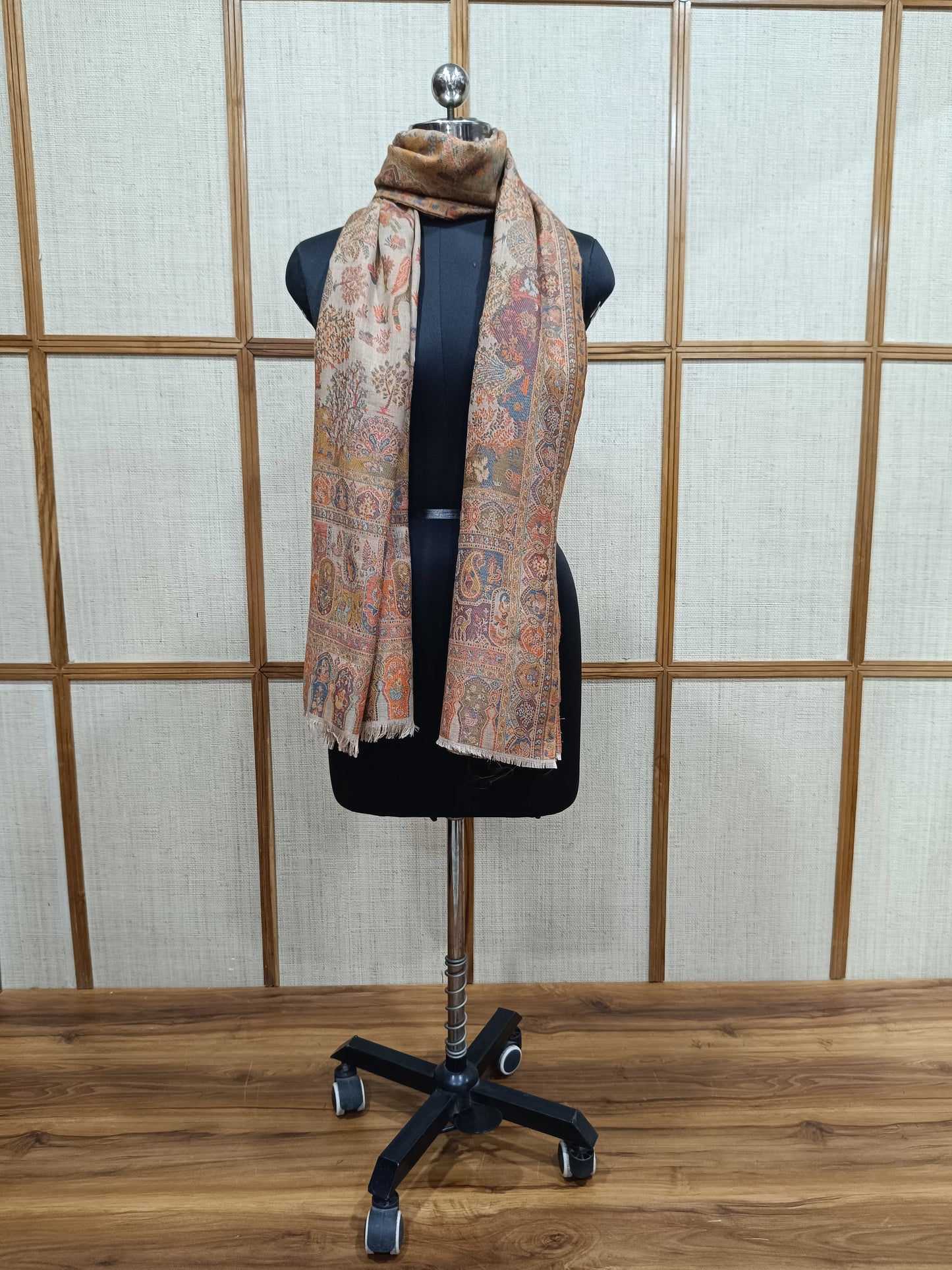 Pashloom red, beige 1 semi wool couple shawl set for wedding and festive gifting, product image 3