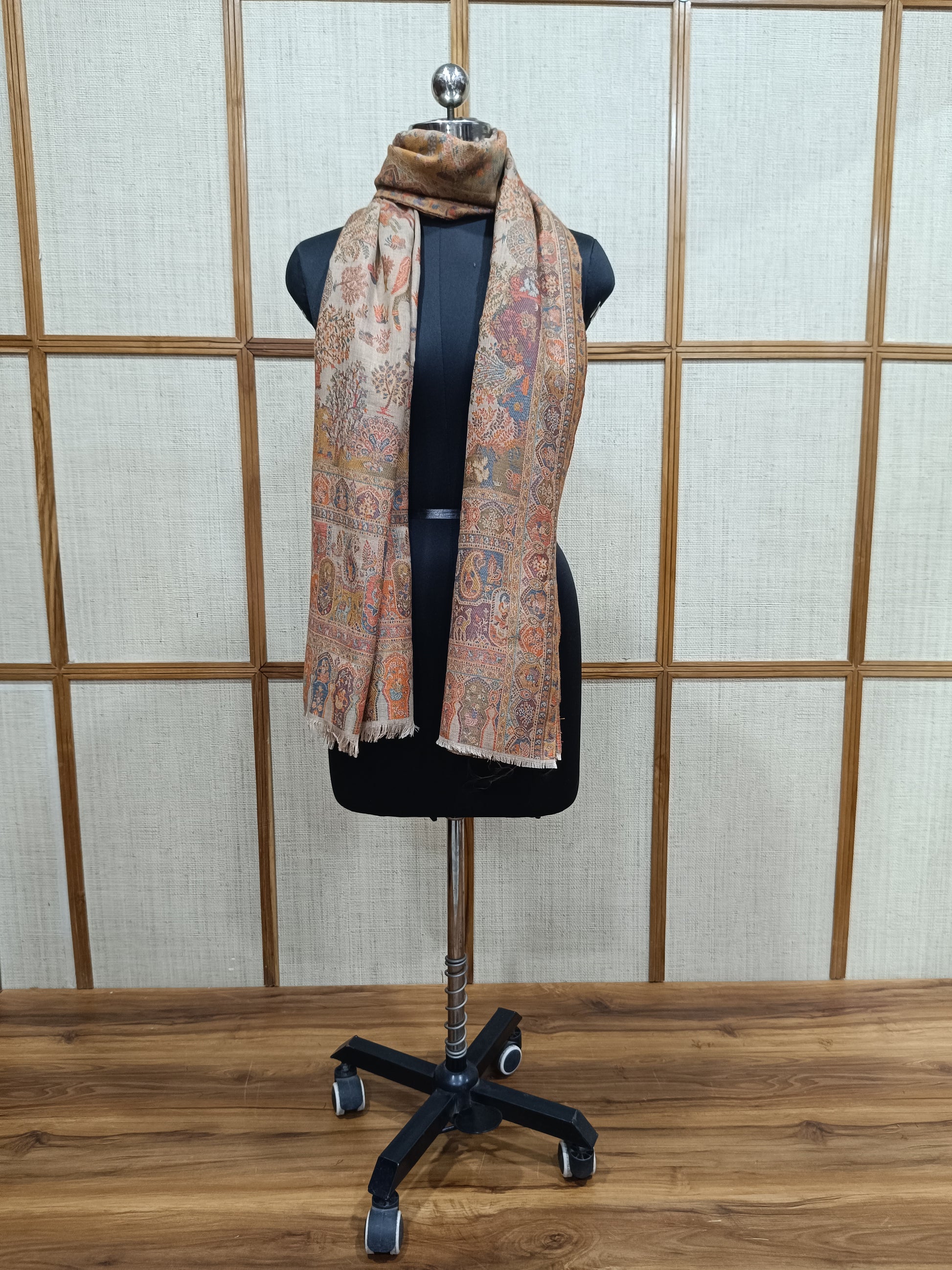 Pashloom red, beige 1 semi wool couple shawl set for wedding and festive gifting, product image 3
