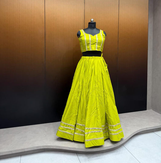 Pashloom Rayon Chaniya Choli Set with Cut Sleeves Blouse – 8-Meter Gher & Triple Lace Border for Navratri Garba