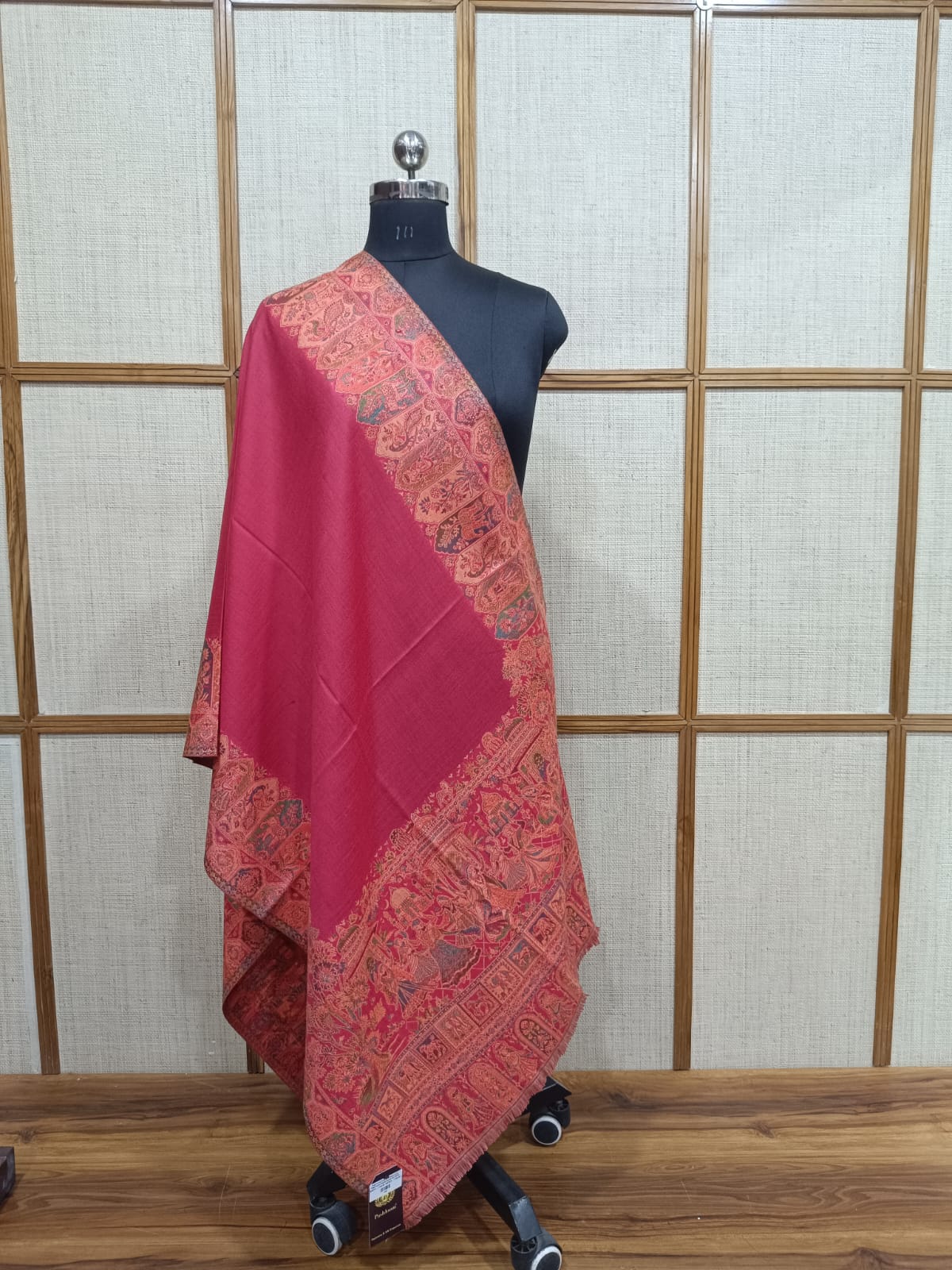 Pashloom hot pink, red semi wool couple stole set for wedding and festive gifting, product image 5
