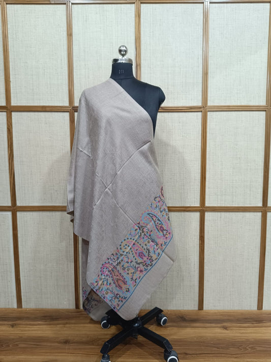 Paisley Border Soft Wool Blend Self-Design Stole – Premium Unisex Gift | Pashloom