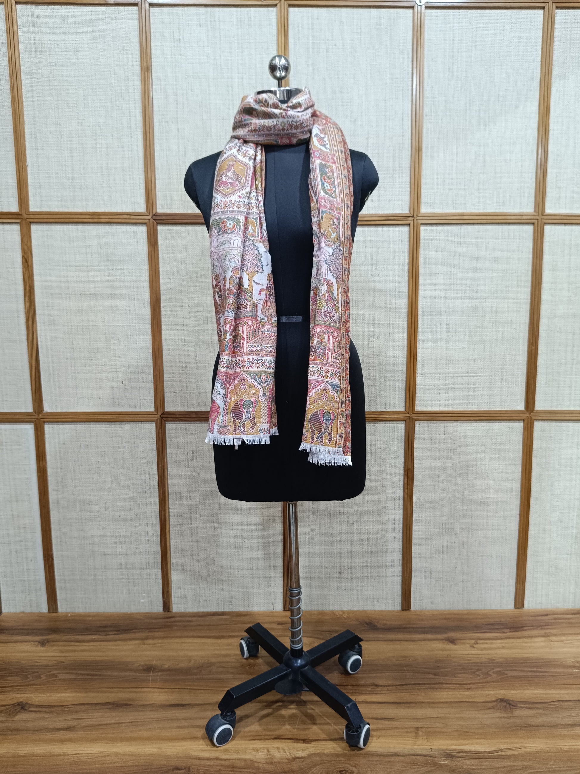Pashloom white, black, cream semi wool couple shawl set for wedding and festive gifting, product image 8