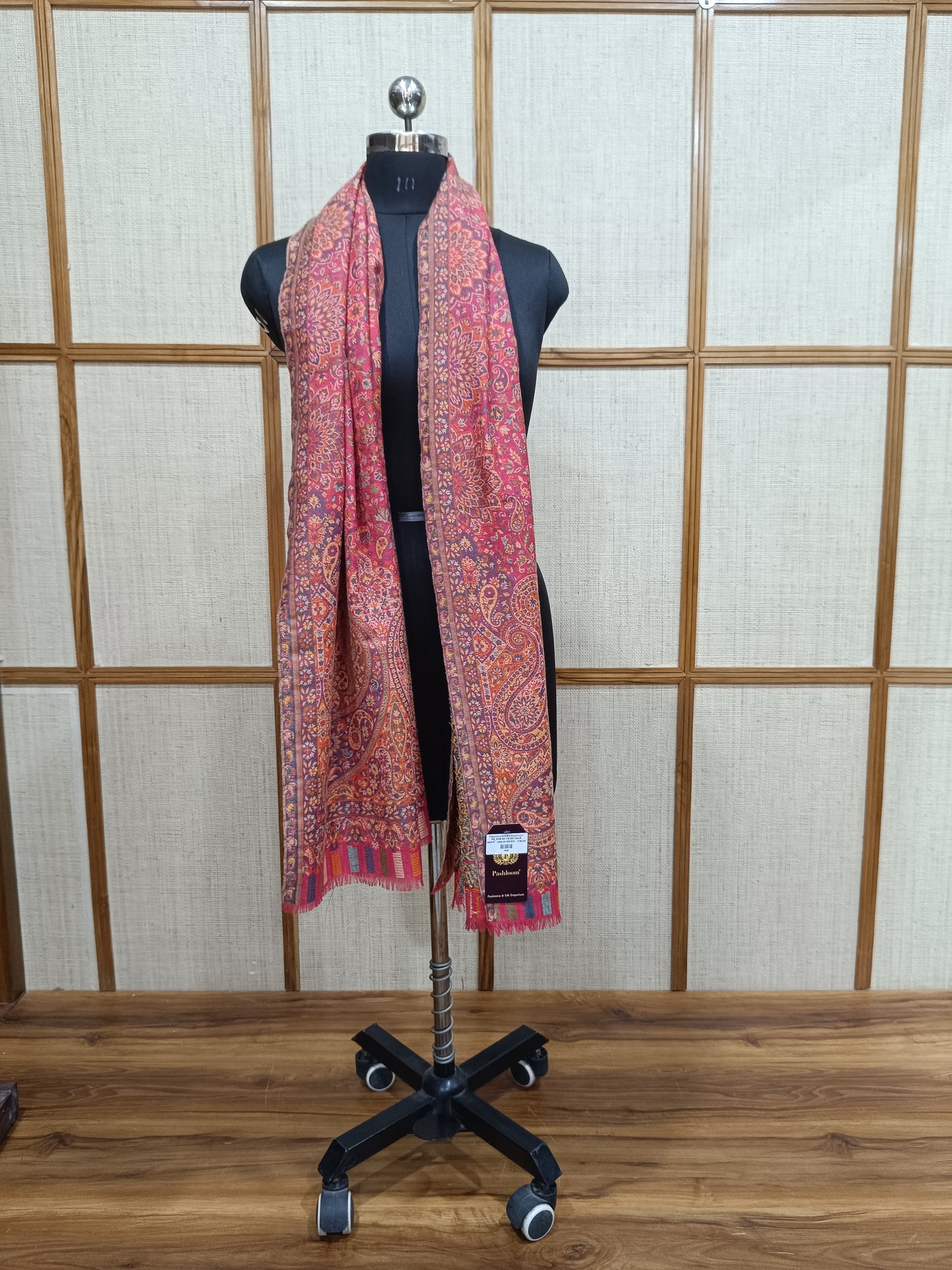 Pashloom hot pink, mustard semi wool couple stole set for wedding and festive gifting, product image 11