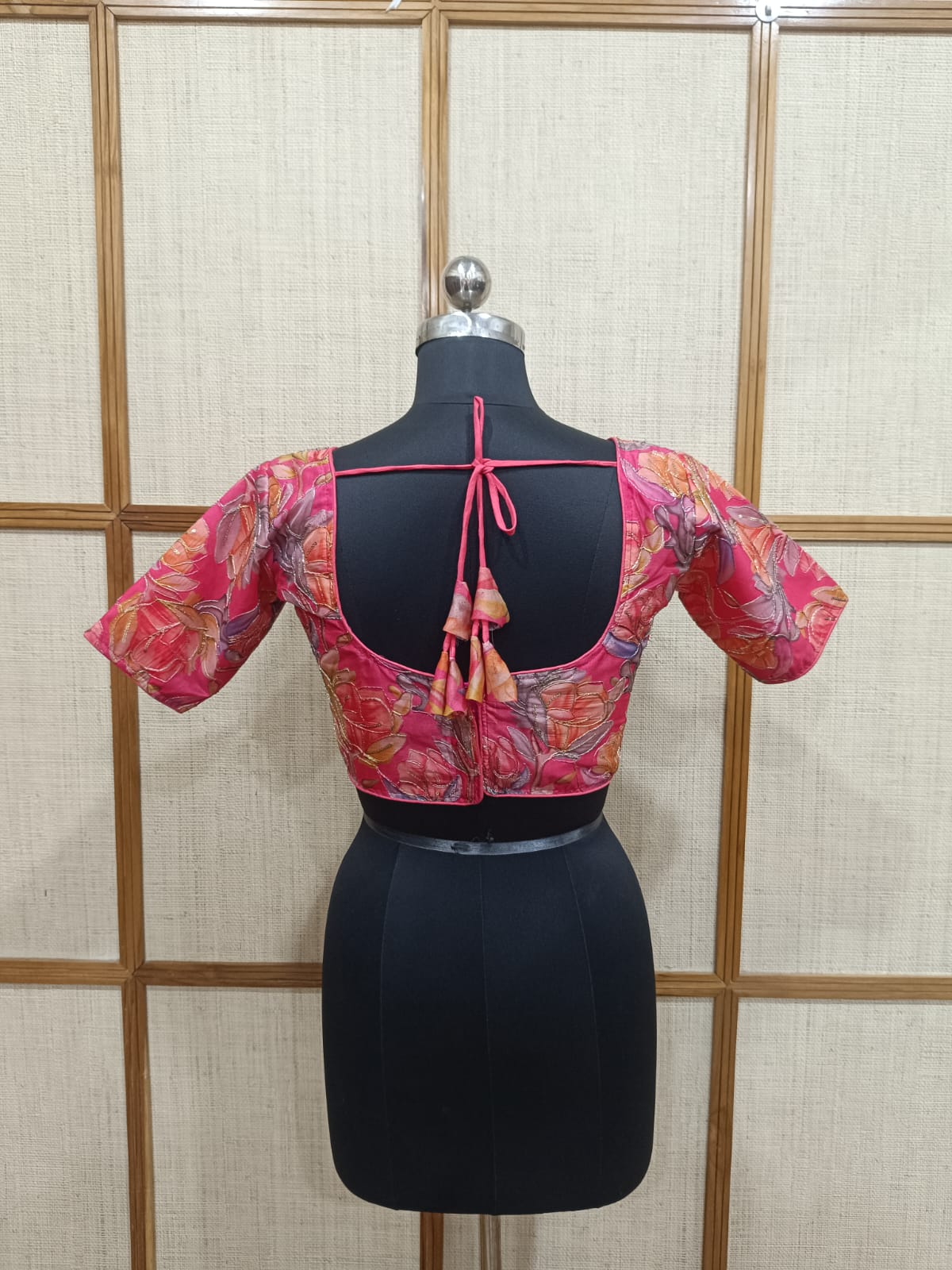 Pashloom rose gold, reddish pink, hot pink, peach cotton blouse for wedding and festive gifting, product image 3