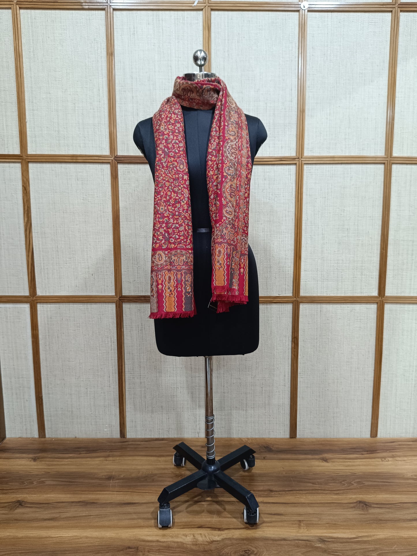 Pashloom red, black, cream semi wool couple shawl set for wedding and festive gifting, product image 8
