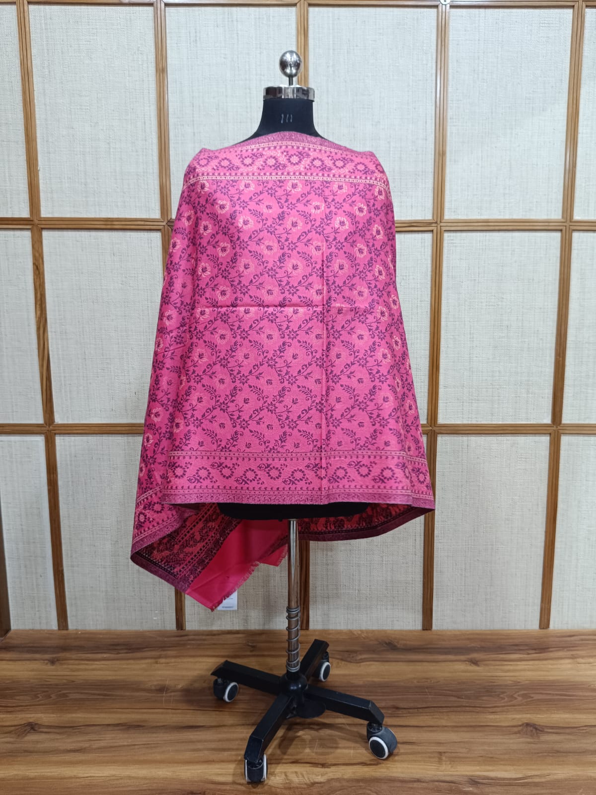Pashloom hot pink, baby pink, fuchsia pink, black semi wool couple stole set for wedding and festive gifting, product image 6