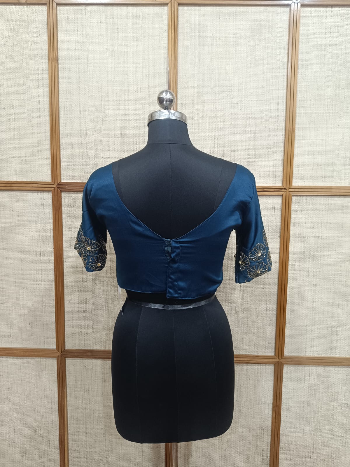 Pashloom mid sea blue, royal blue, blue, red silk blouse for wedding and festive gifting, product image 2