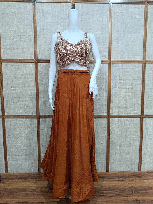 Pashloom rose gold, golden, gold premium fabric blouse for wedding and festive gifting, product image 1