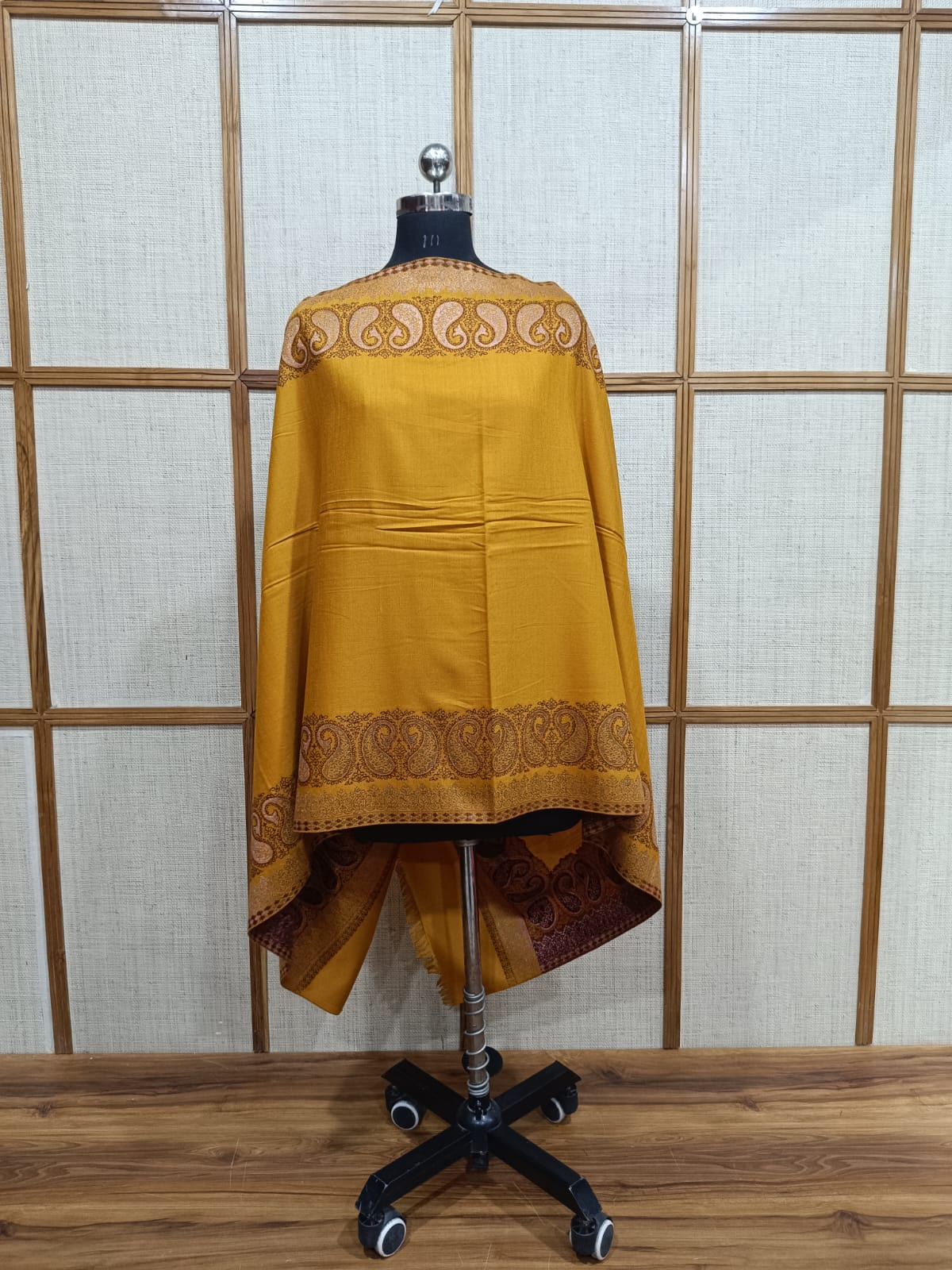 Pashloom hot pink, mustard semi wool couple stole set for wedding and festive gifting, product image 6