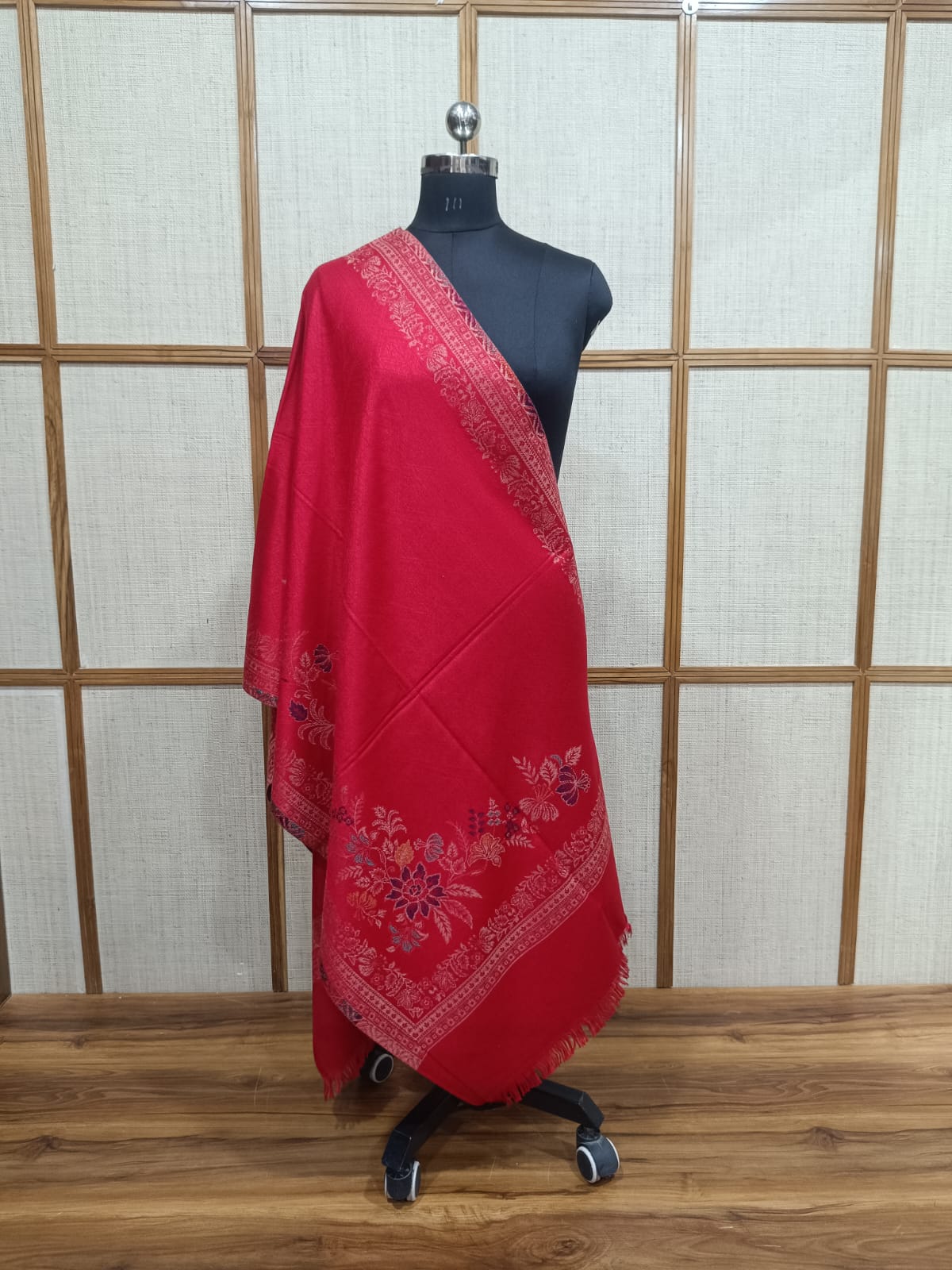 Pashloom royal blue, blue, red semi wool couple stole set for wedding and festive gifting, product image 9
