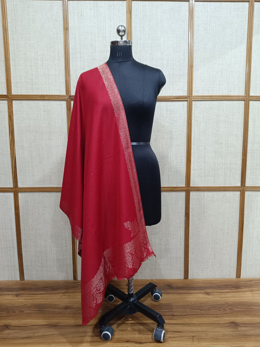 Pashloom red, gold wool stole for wedding and festive gifting, product image 1