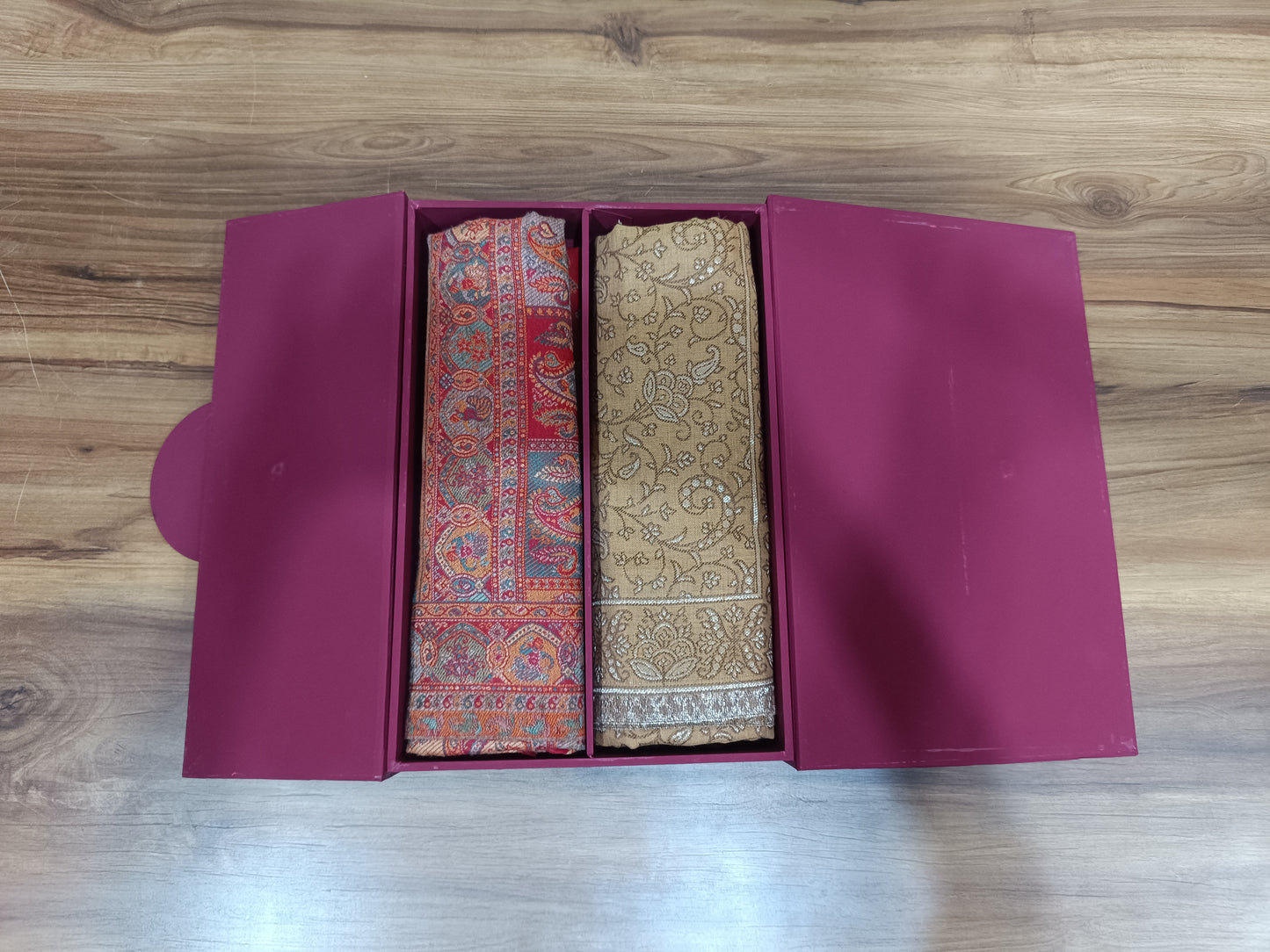 Pashloom mustard, red wool couple shawl set for wedding and festive gifting, product image 8