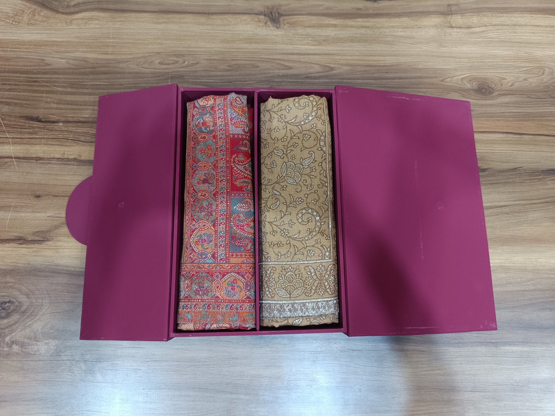 Pashloom mustard, red wool couple shawl set for wedding and festive gifting, product image 8